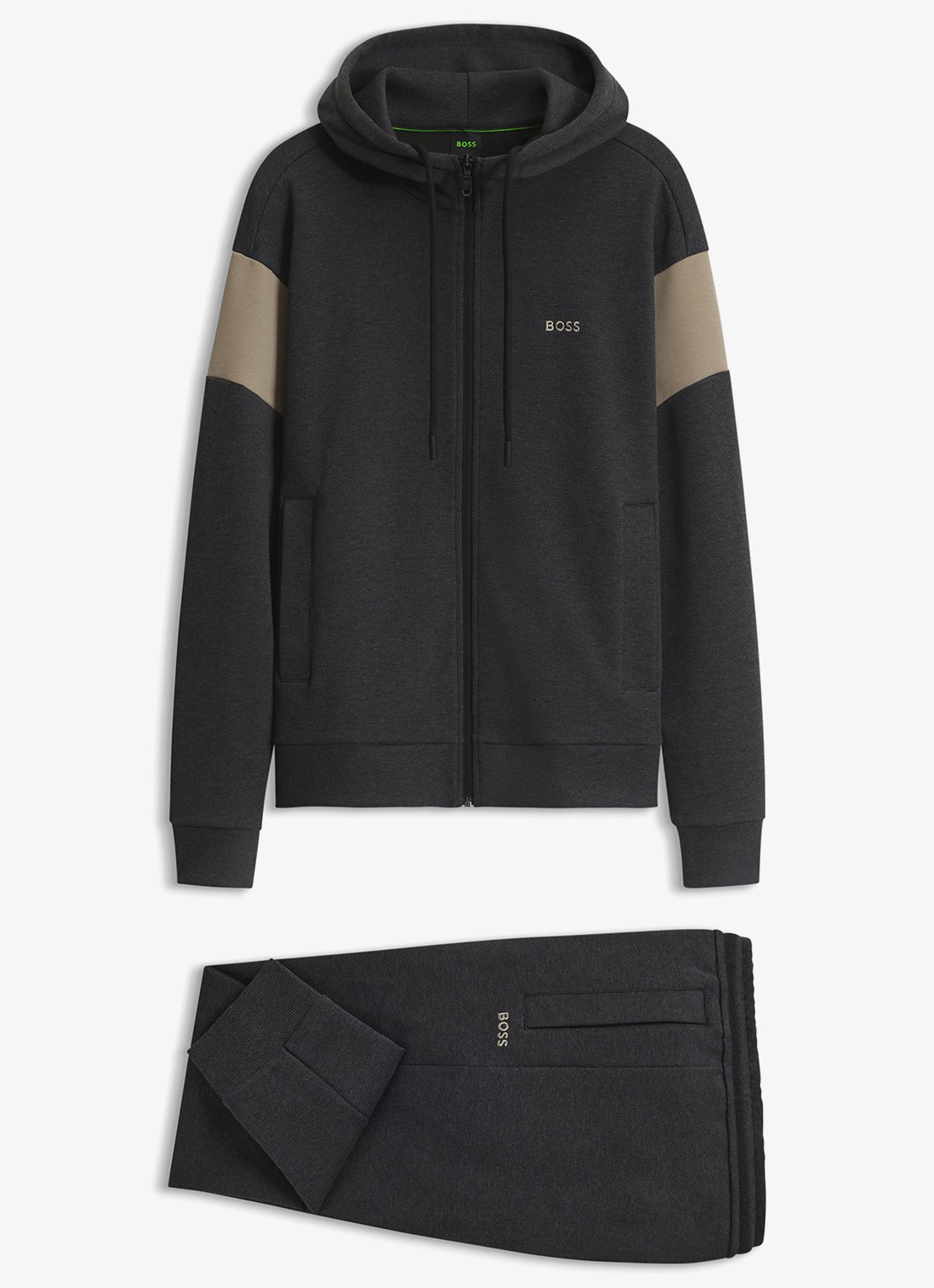 BOSS Tapered fit joggingbroek met logo - voorkant 3 charcoal-010 / grijs