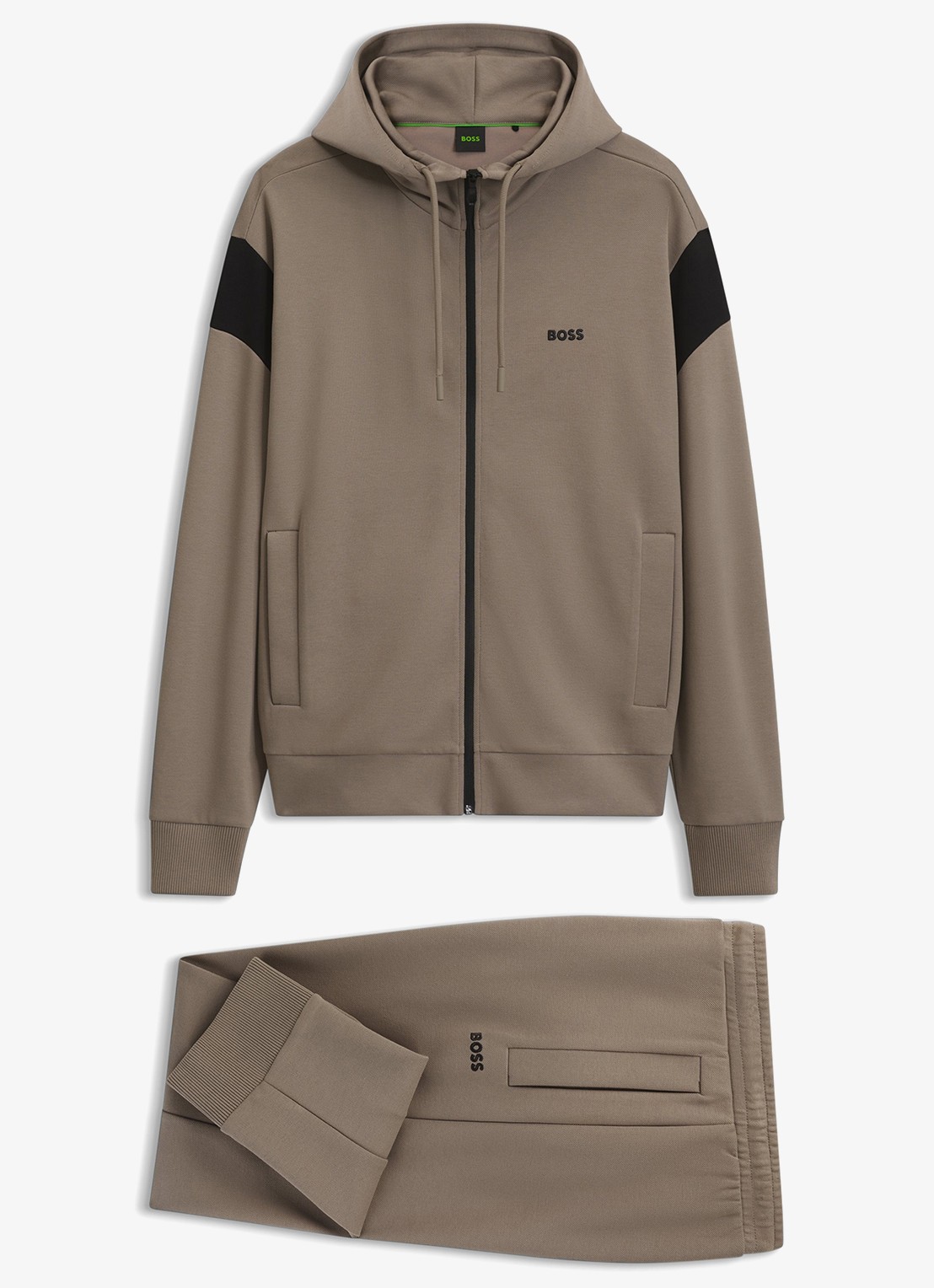 BOSS Tapered fit joggingbroek met logo - voorkant 2 light/pastel green-334