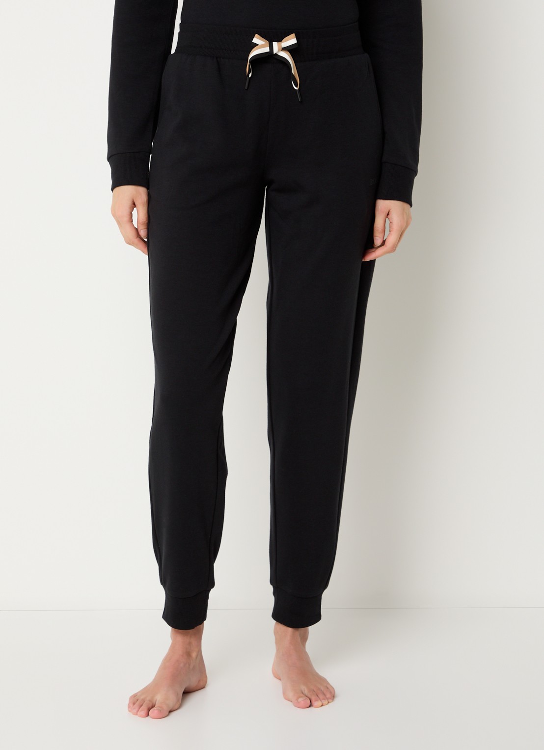 BOSS Tapered fit loungebroek  - detail zwart