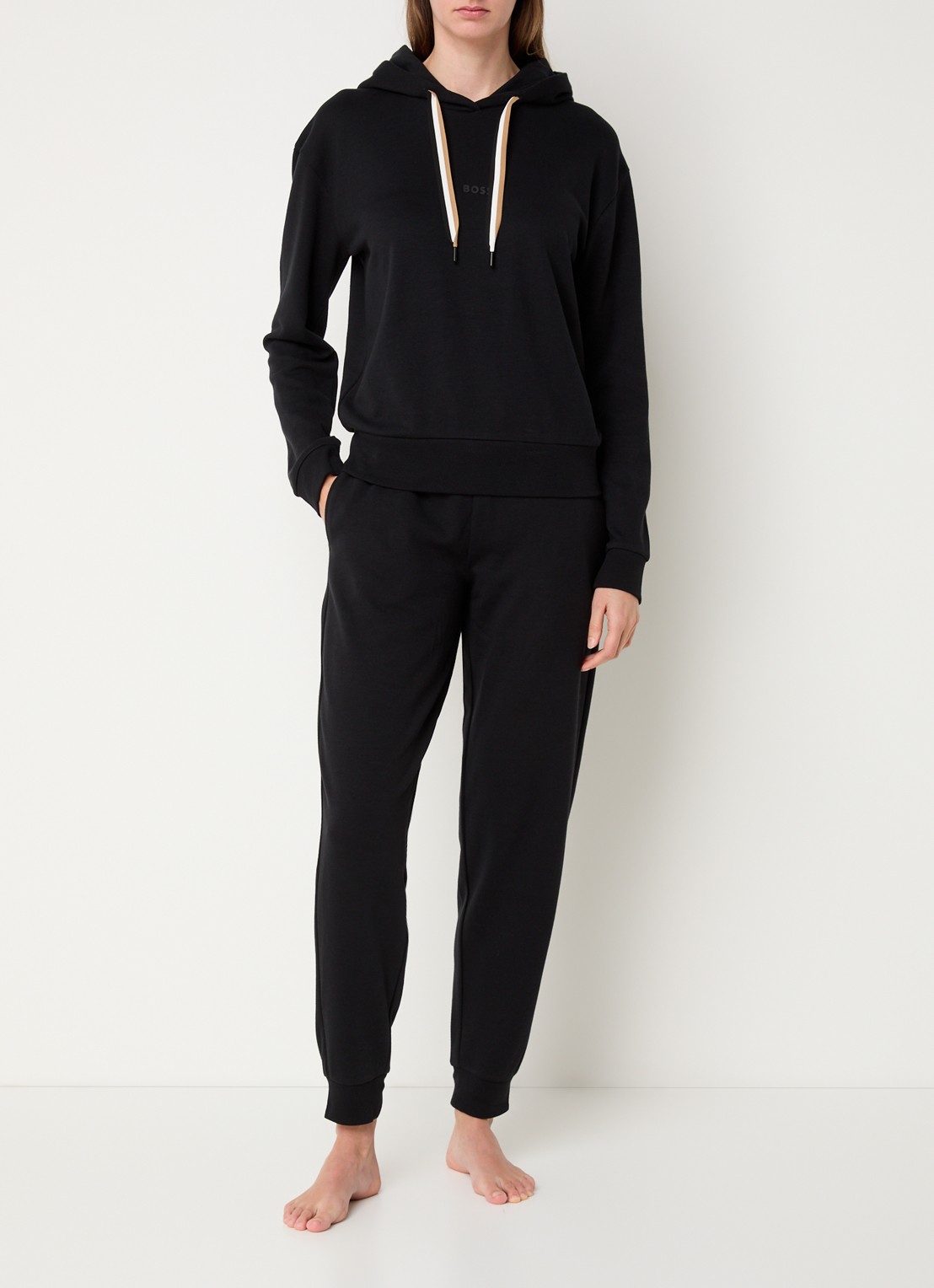 BOSS Tapered fit loungebroek  - voorkant 4 zwart