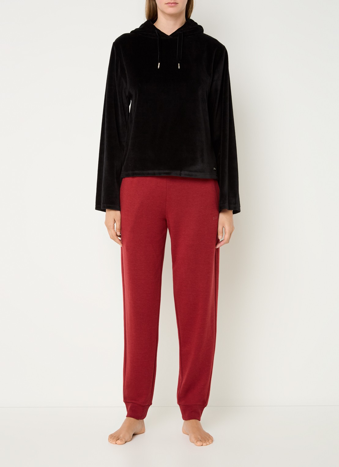 BOSS Tapered fit loungebroek  - voorkant 3 donkerrood