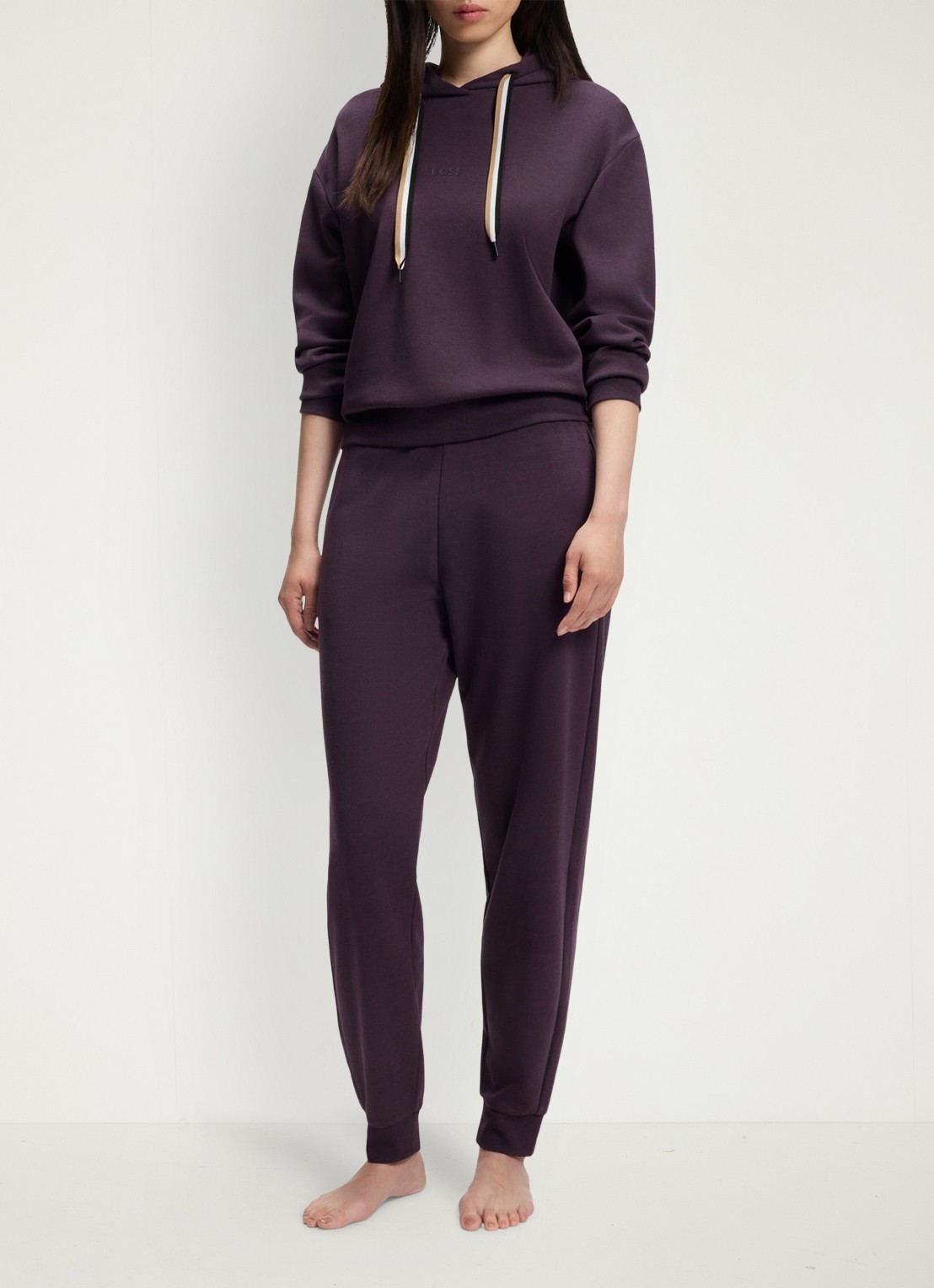 BOSS Tapered fit loungebroek  - voorkant 3 paars