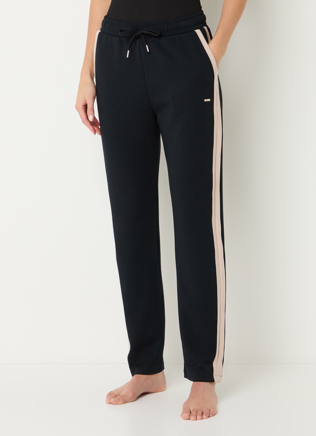BOSS Tapered-fit trainingsbroek met contrasterende inzetten  - detail 2 zwart