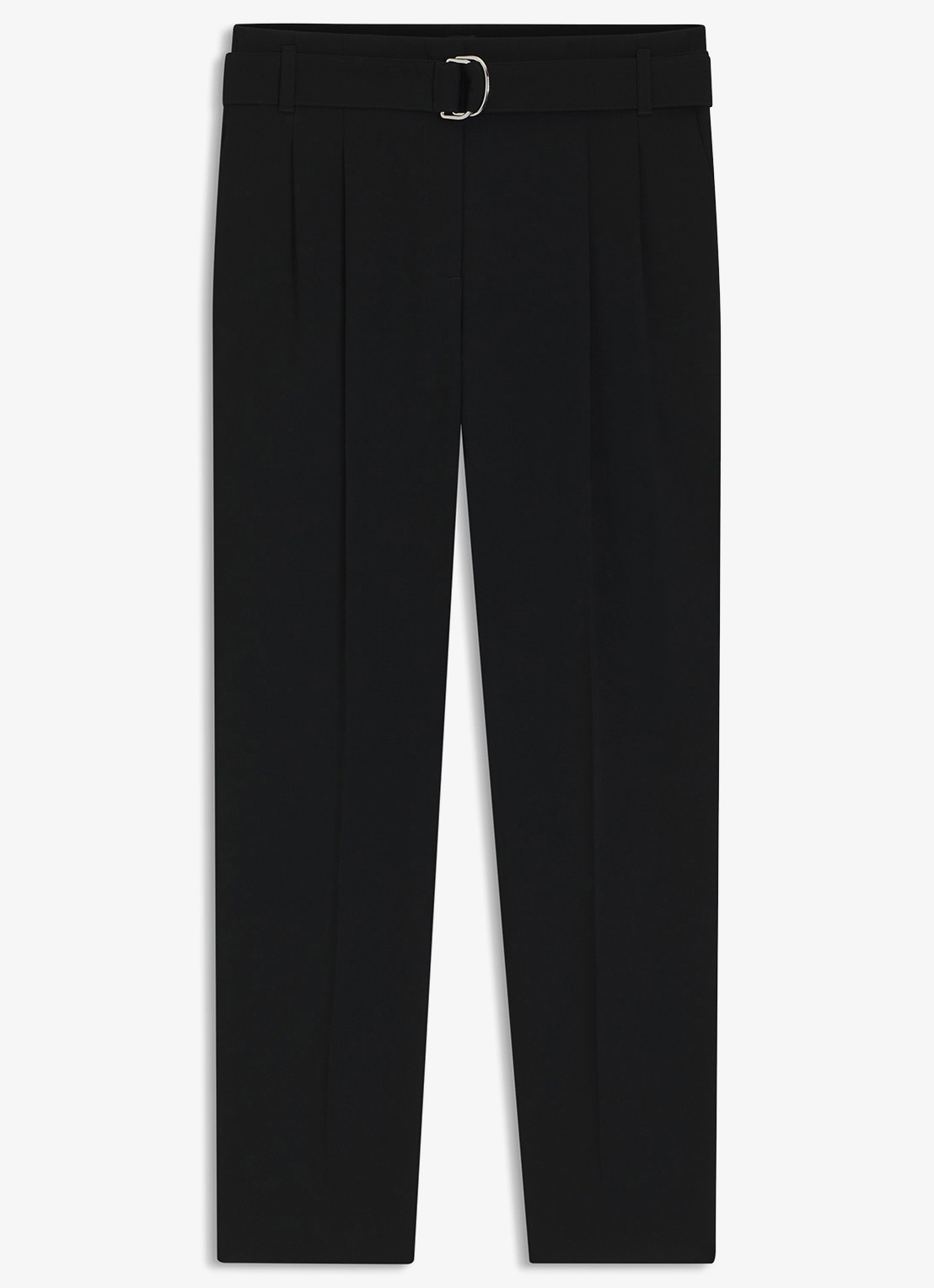 BOSS Tapiah high waist tapered fit cropped pantalon met ceintuur - voorkant 2 zwart