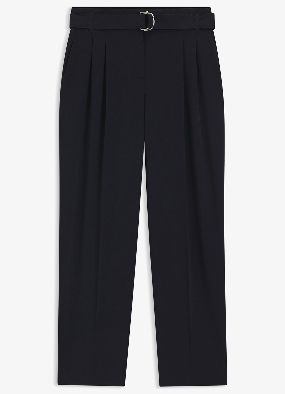 BOSS Tapiah high waist tapered fit cropped pantalon met ceintuur - voorkant 2 donkerblauw