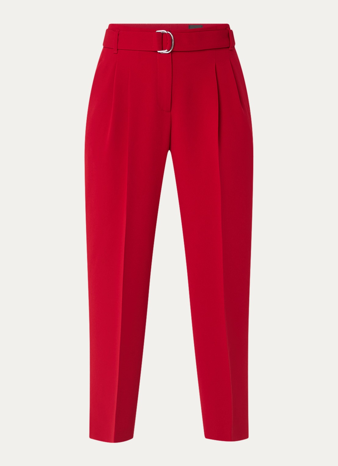 BOSS Tapiah high waist tapered fit cropped pantalon met ceintuur - voorkant 2 donkerrood
