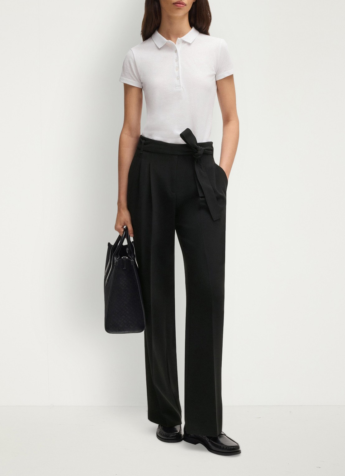 BOSS Tapiana high waist wide fit pantalon  - voorkant 5 zwart