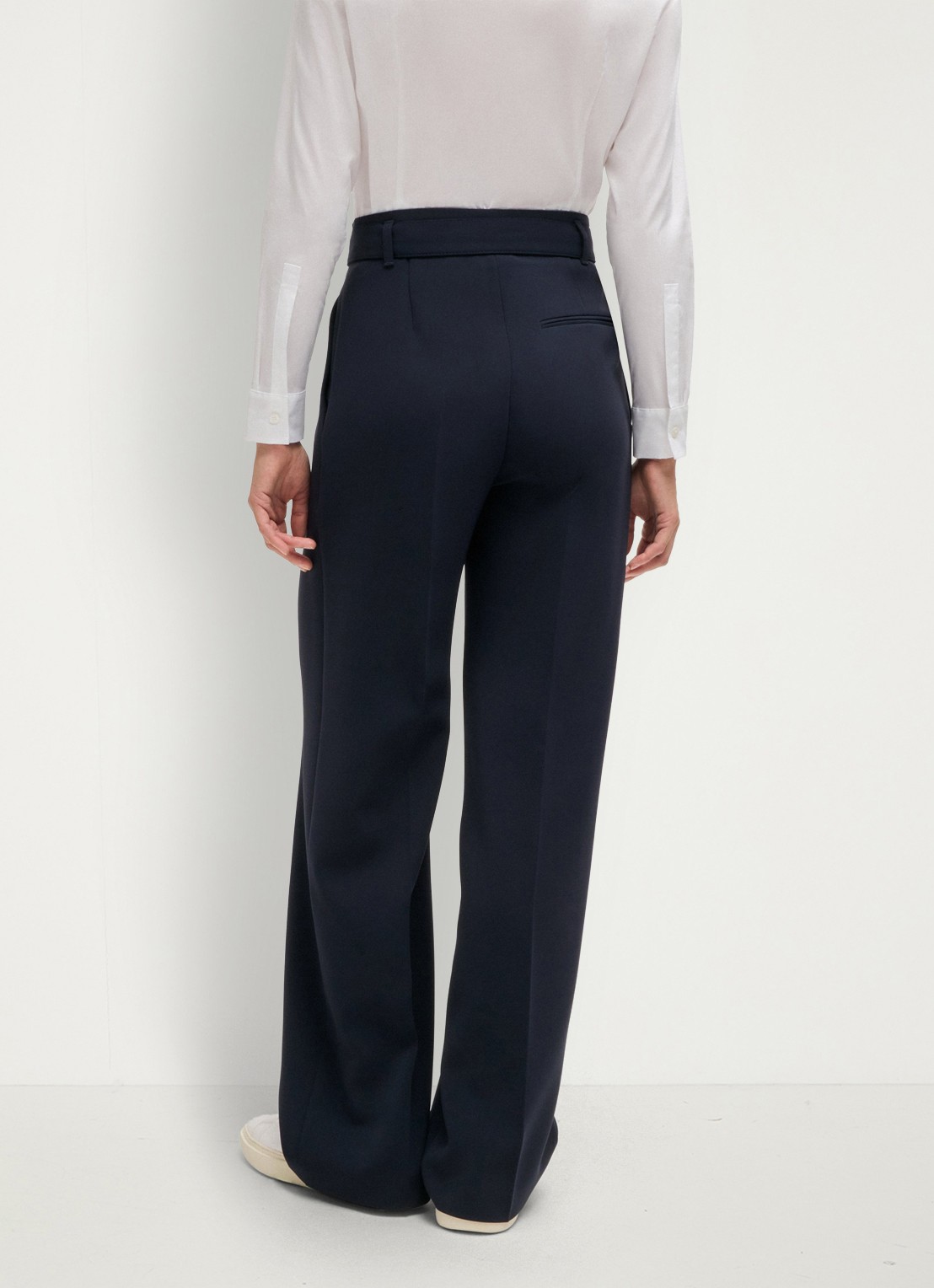 BOSS Tapiana high waist wide fit pantalon  - achterkant donkerblauw