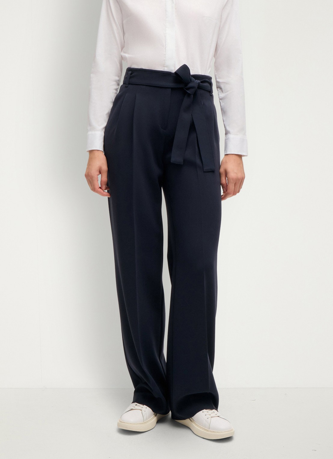 BOSS Tapiana high waist wide fit pantalon  - detail 4 donkerblauw