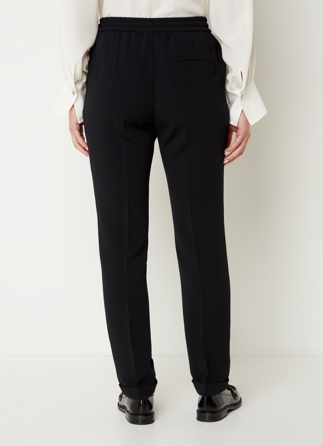 BOSS Tariyanah mid waist slim fit pantalon met stretch - achterkant 4 zwart