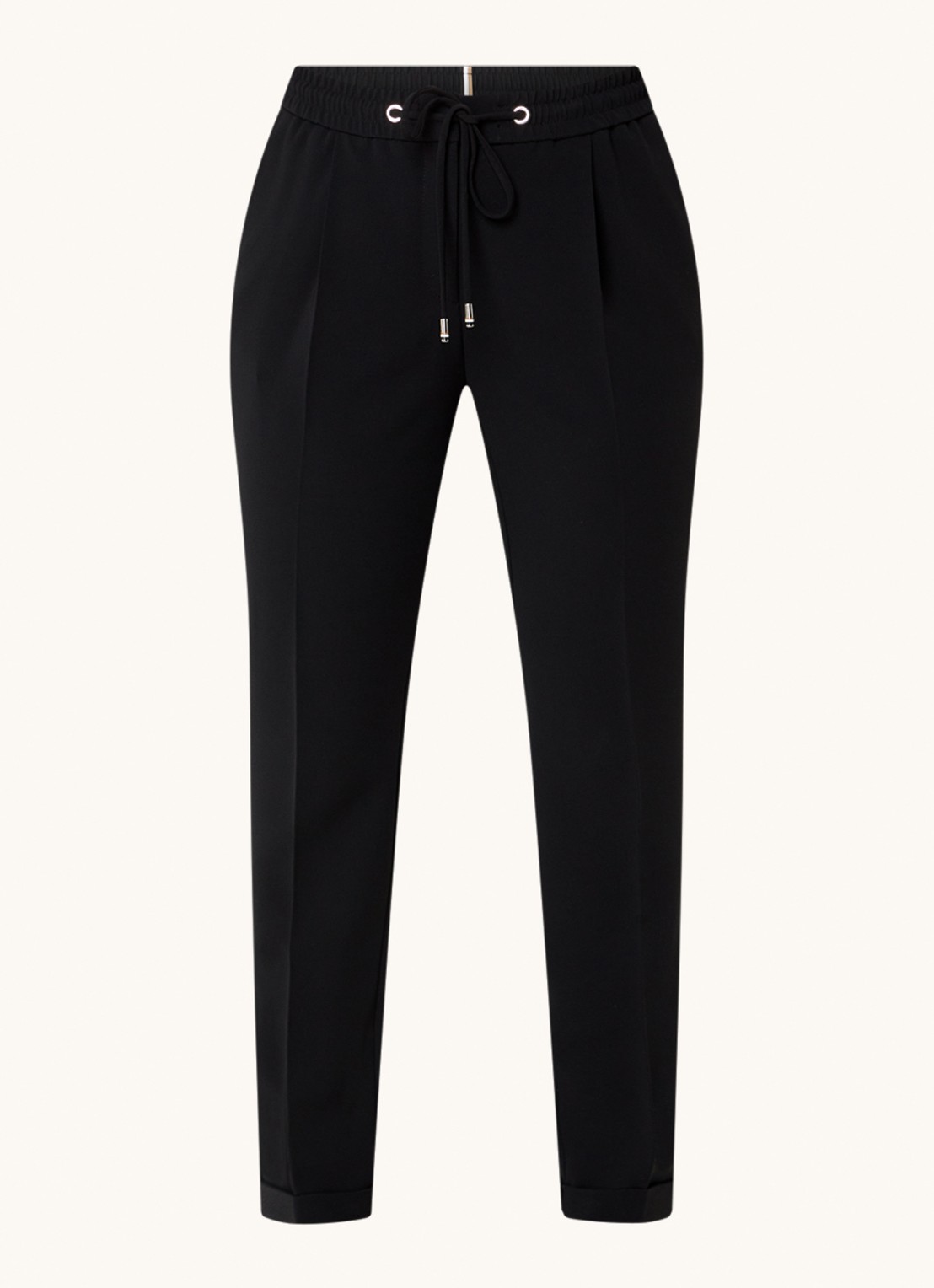 BOSS Tariyanah mid waist slim fit pantalon met stretch - voorkant zwart
