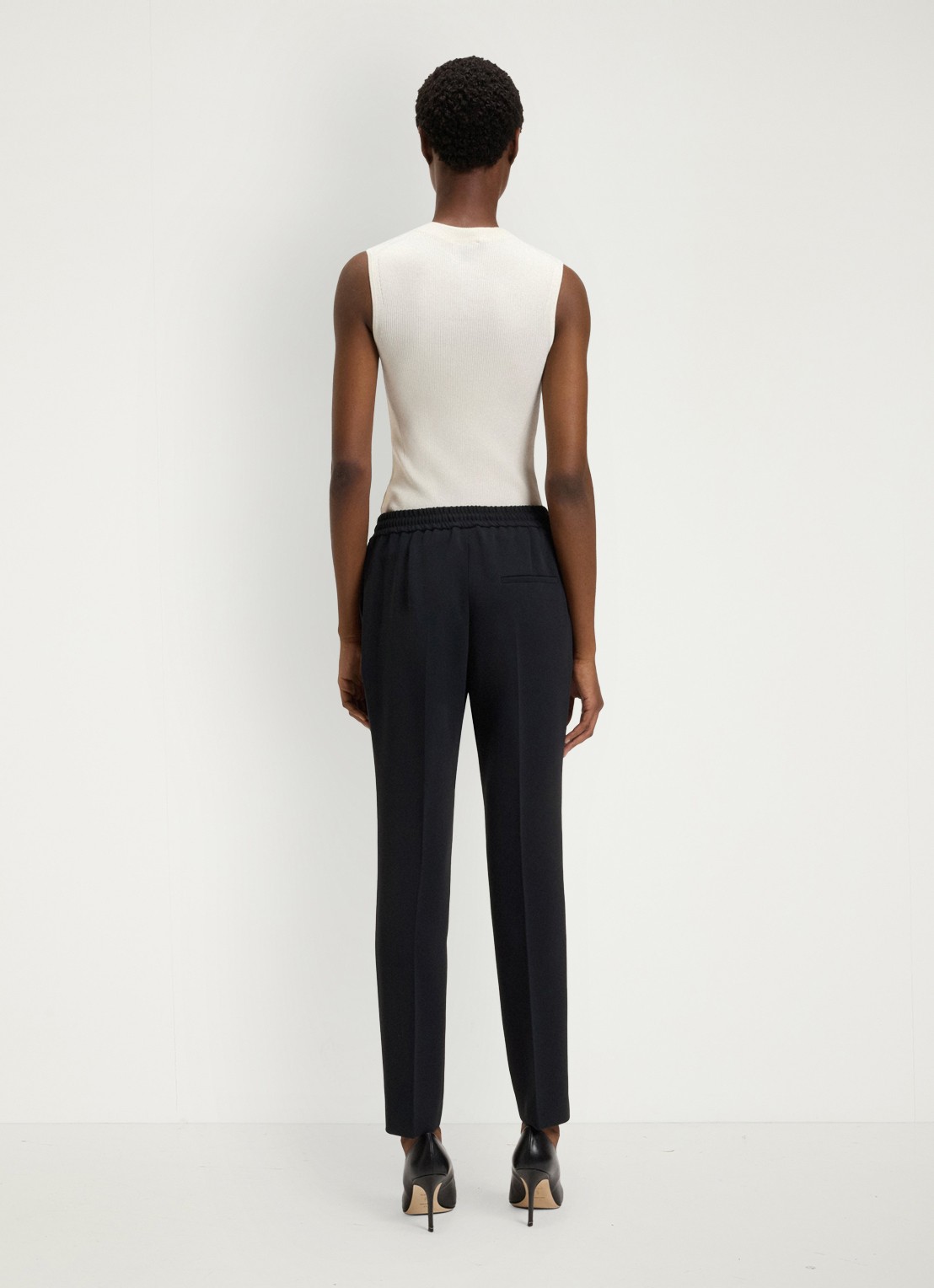 BOSS Tariyanah mid waist slim fit pantalon met stretch - detail 2 blauw