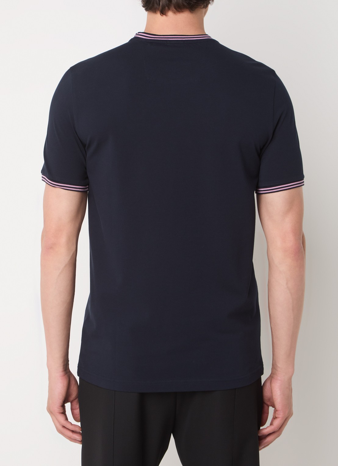 BOSS Taul T-shirt met logo en stretch - achterkant 3 donkerblauw