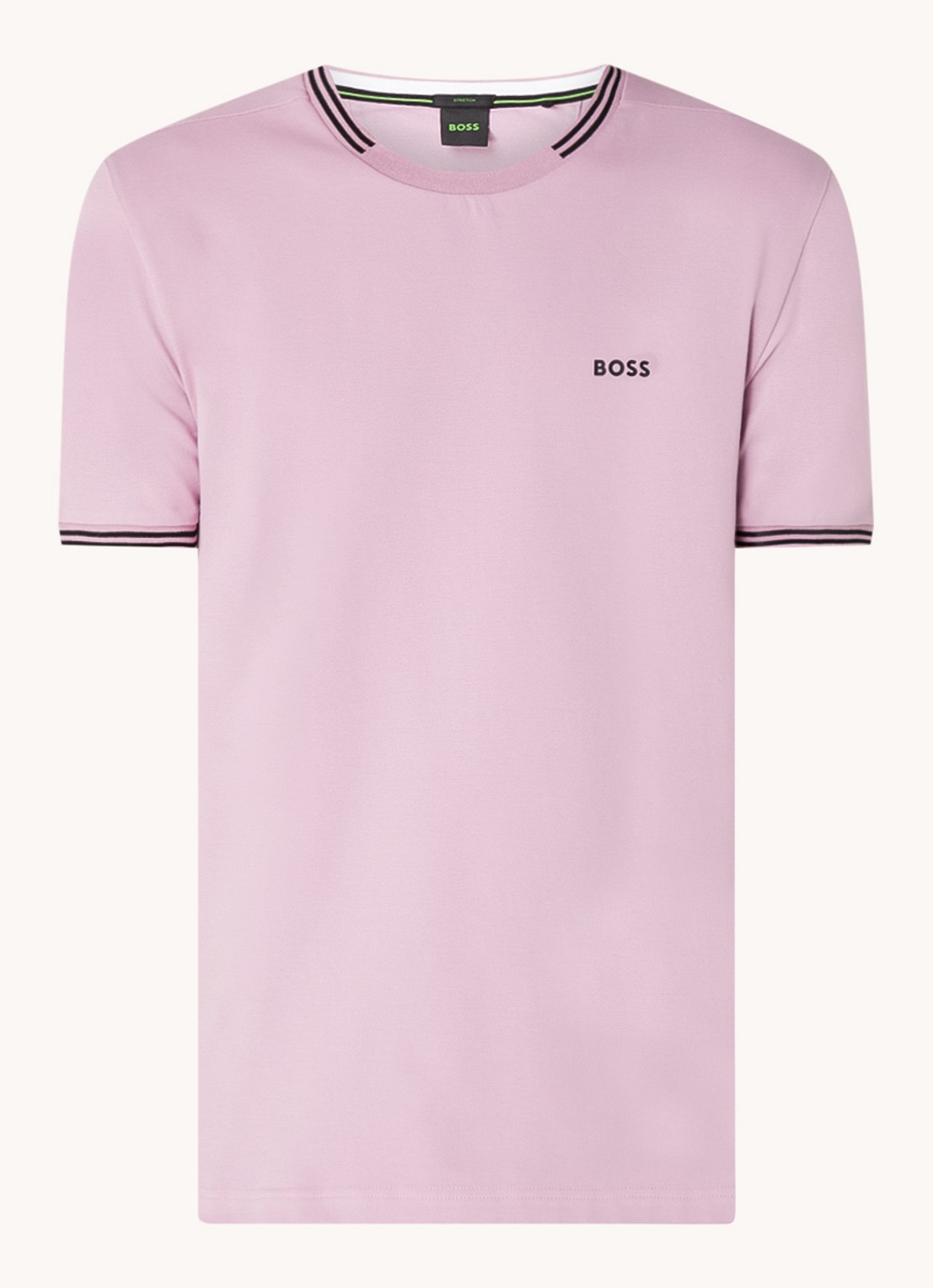 BOSS Taul T-shirt met logo en stretch - voorkant 3 oudroze