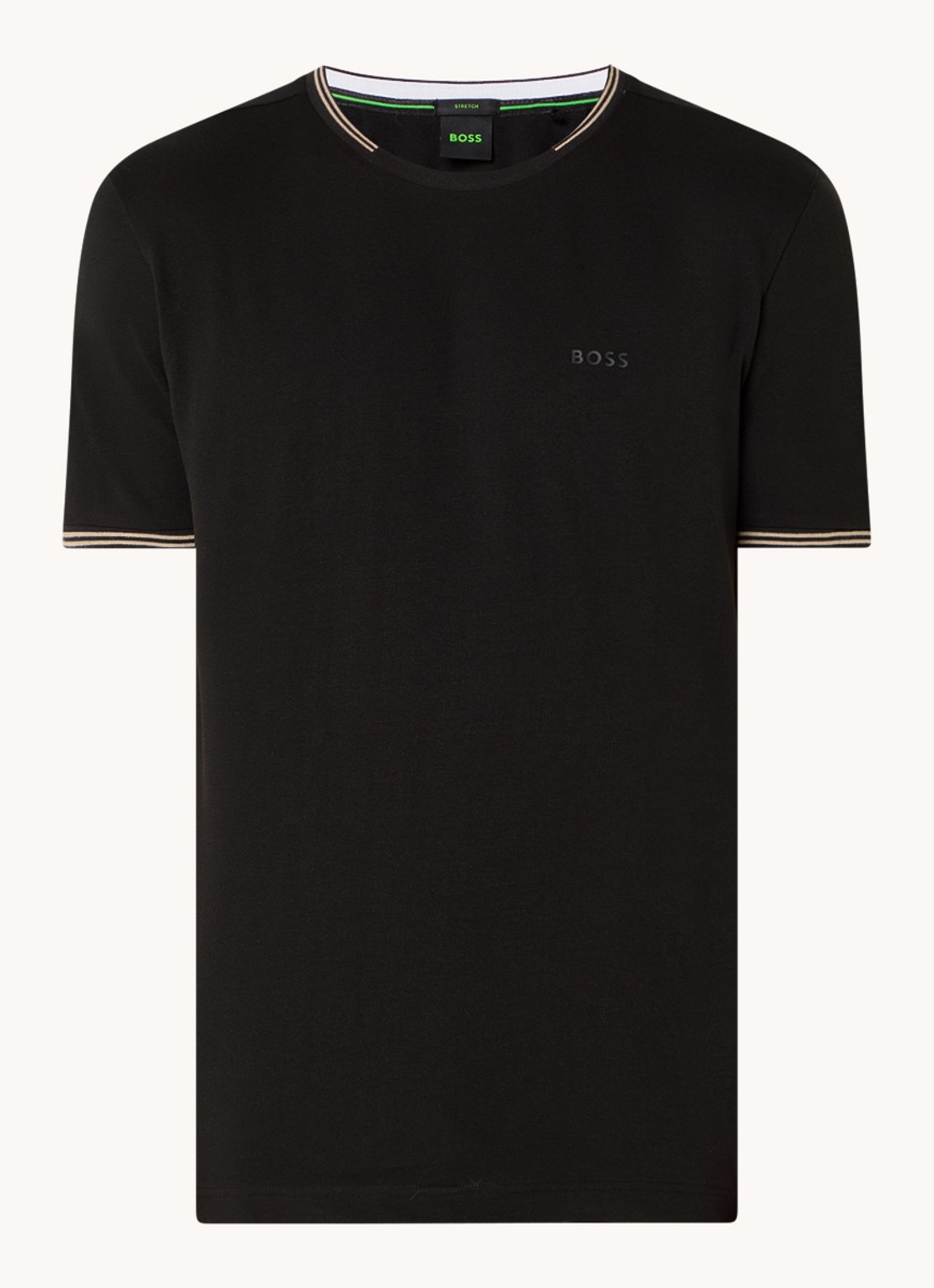 BOSS Taul T-shirt met logo en stretch - voorkant 5 zwart