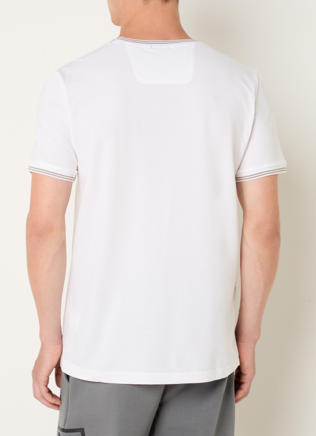 BOSS Taul T-shirt met logo en stretch - achterkant 3 gebroken wit
