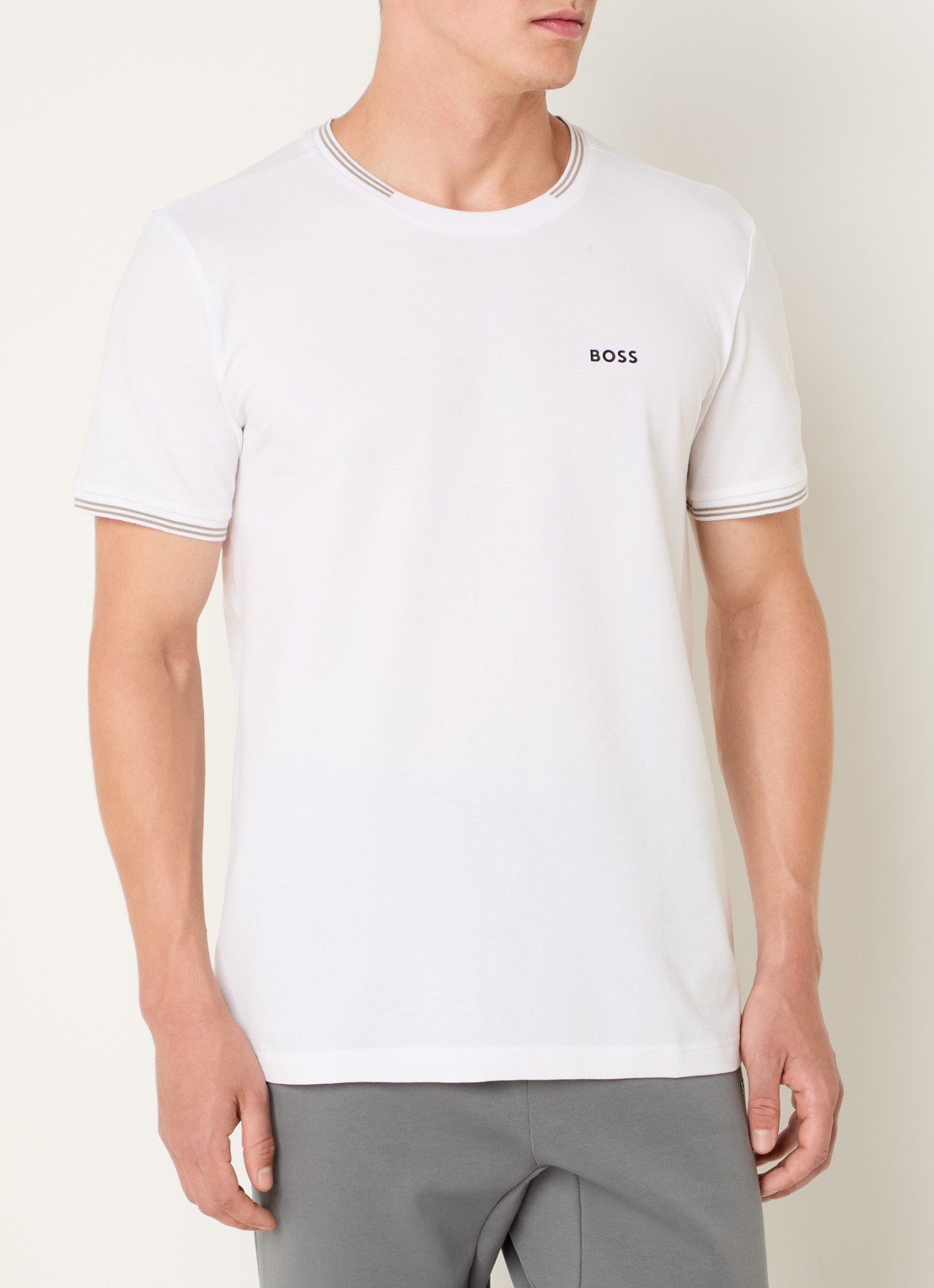 BOSS Taul T-shirt met logo en stretch - detail 4 gebroken wit