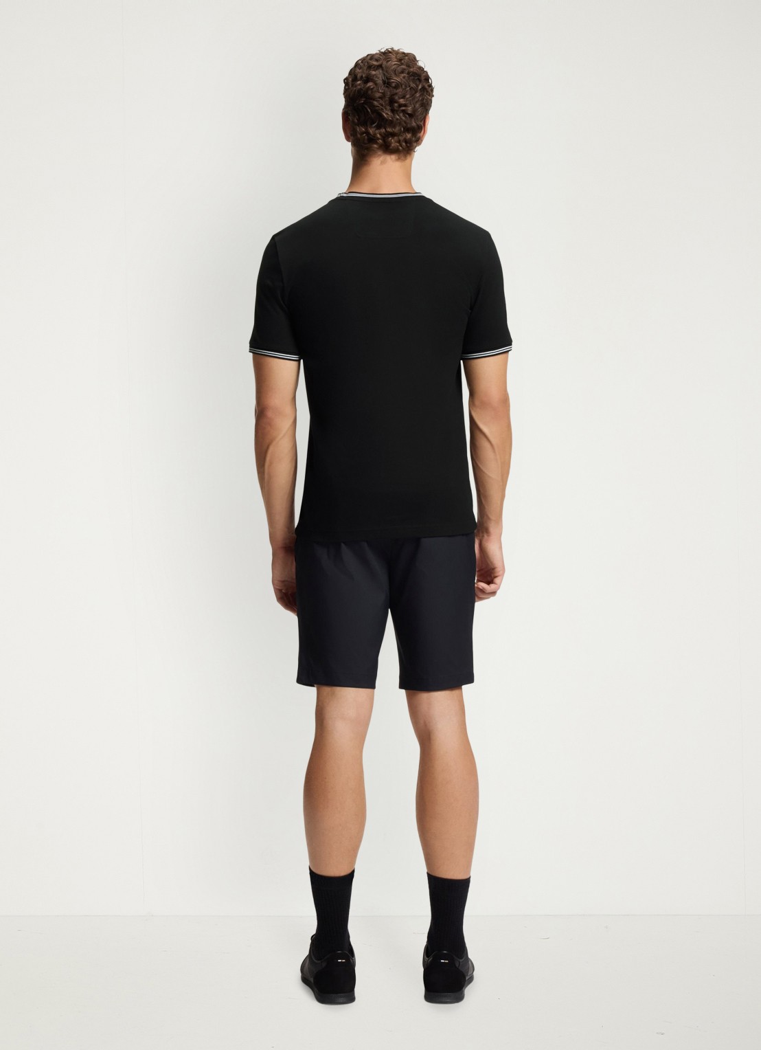 BOSS Taul T-shirt met logo en stretch - achterkant 9 zwart