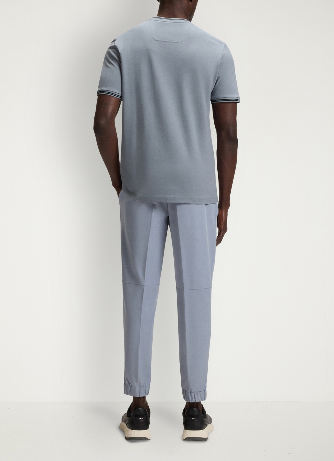 BOSS Taul T-shirt met logo en stretch - achterkant 4 grijs
