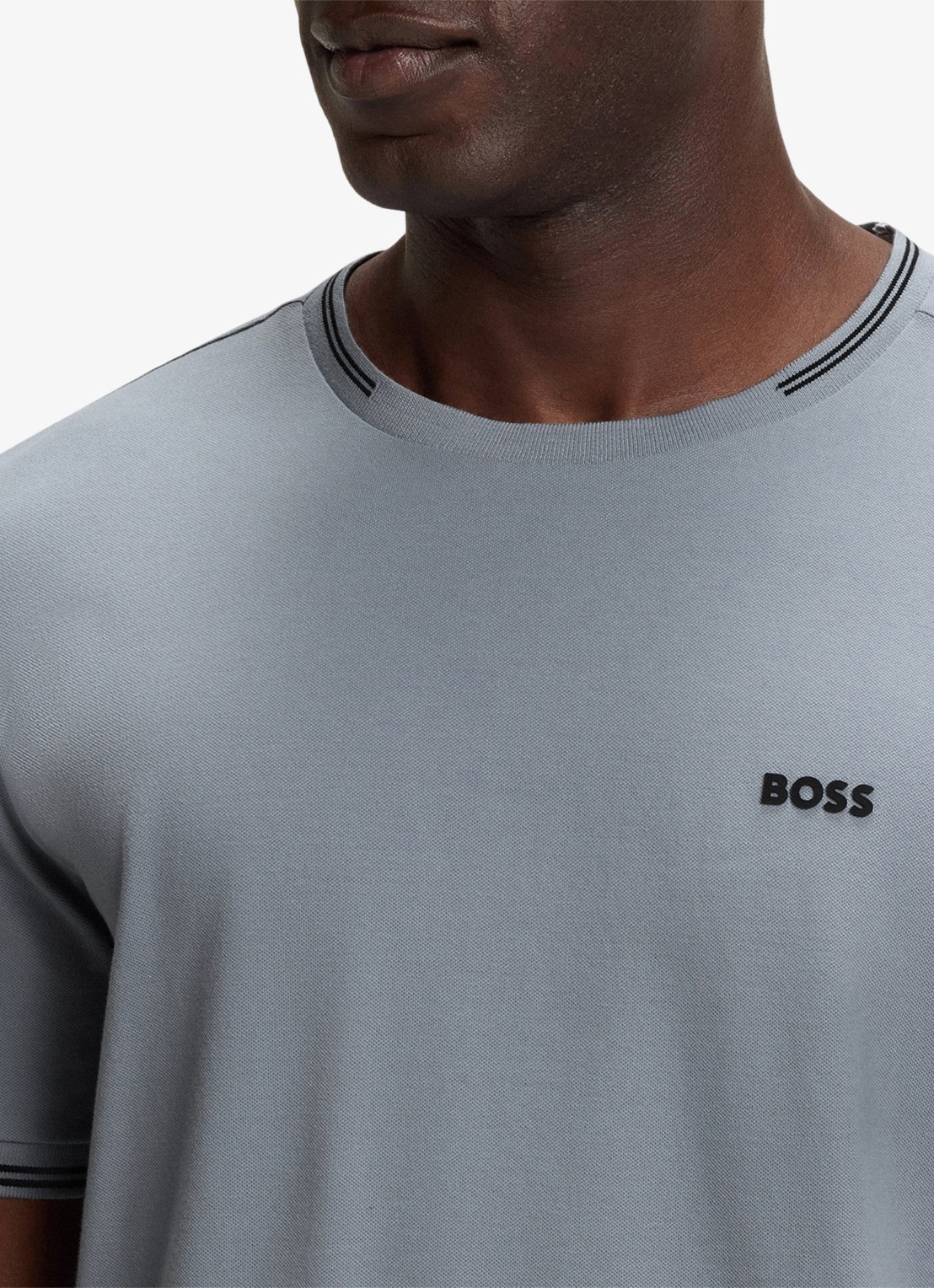 BOSS Taul T-shirt met logo en stretch - detail 2 grijs