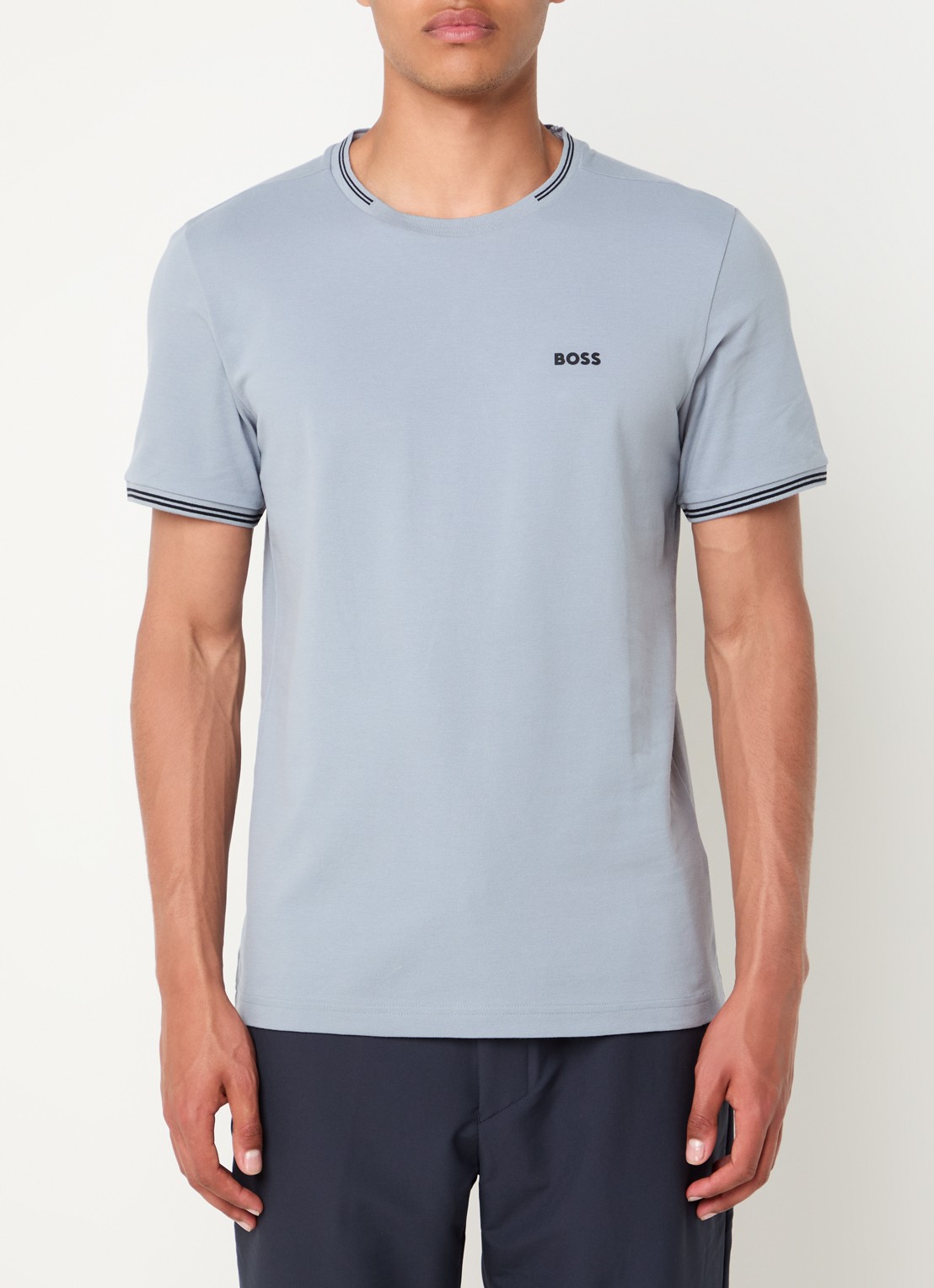 BOSS Taul T-shirt met logo en stretch - detail 3 grijs