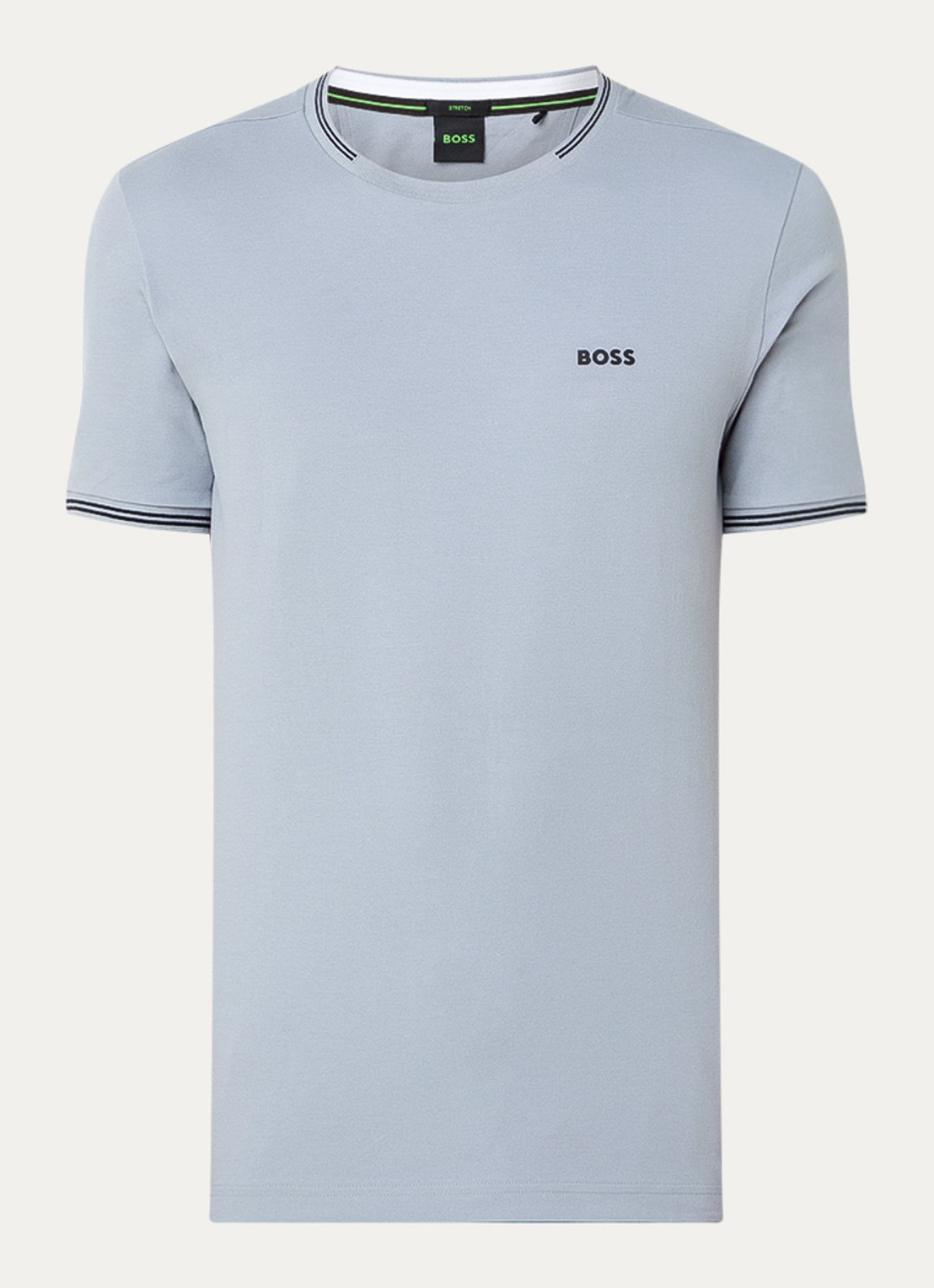 BOSS Taul T-shirt met logo en stretch - voorkant 8 grijs