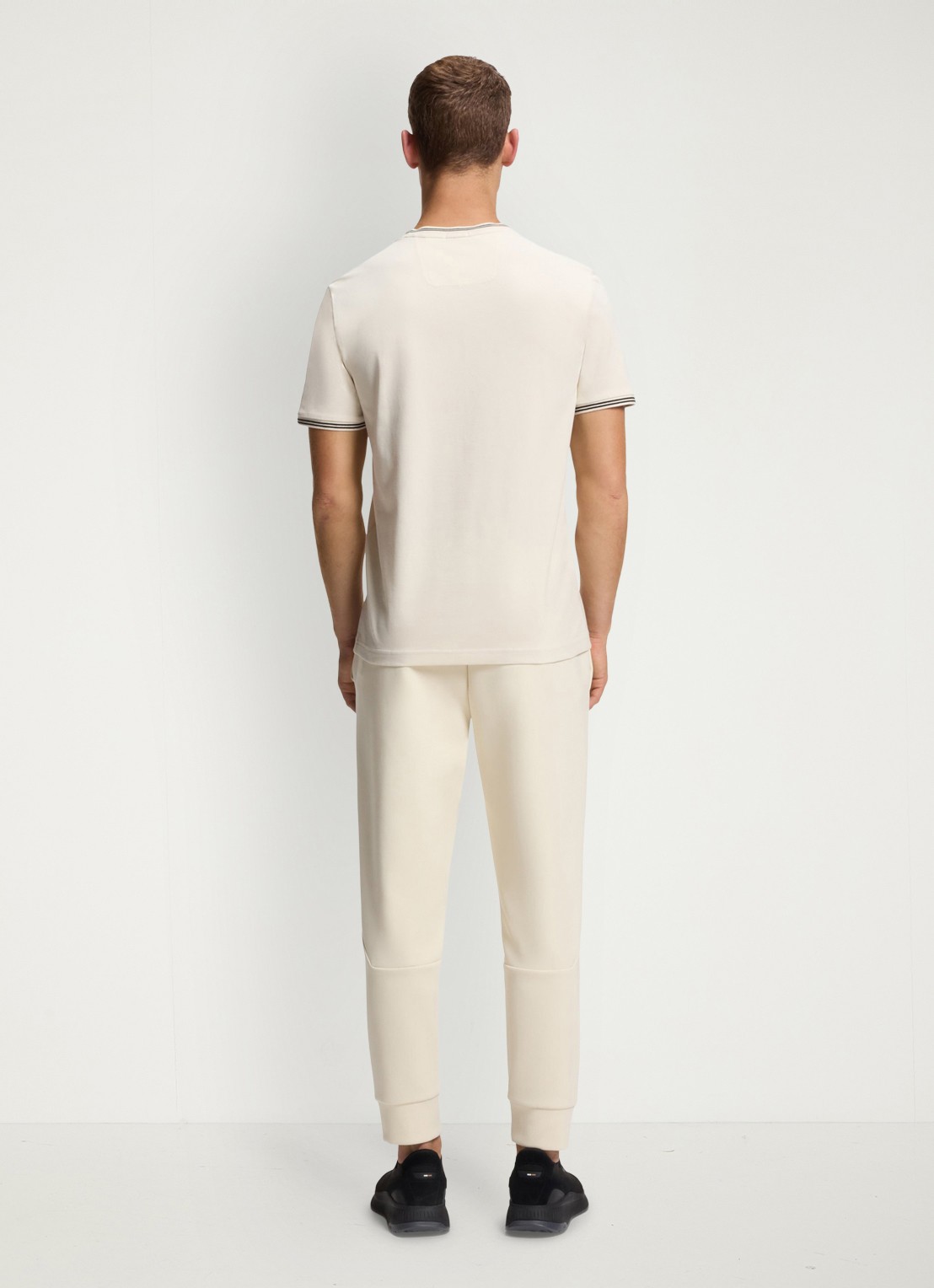 BOSS Taul T-shirt met logo en stretch - achterkant 5 parelmoer