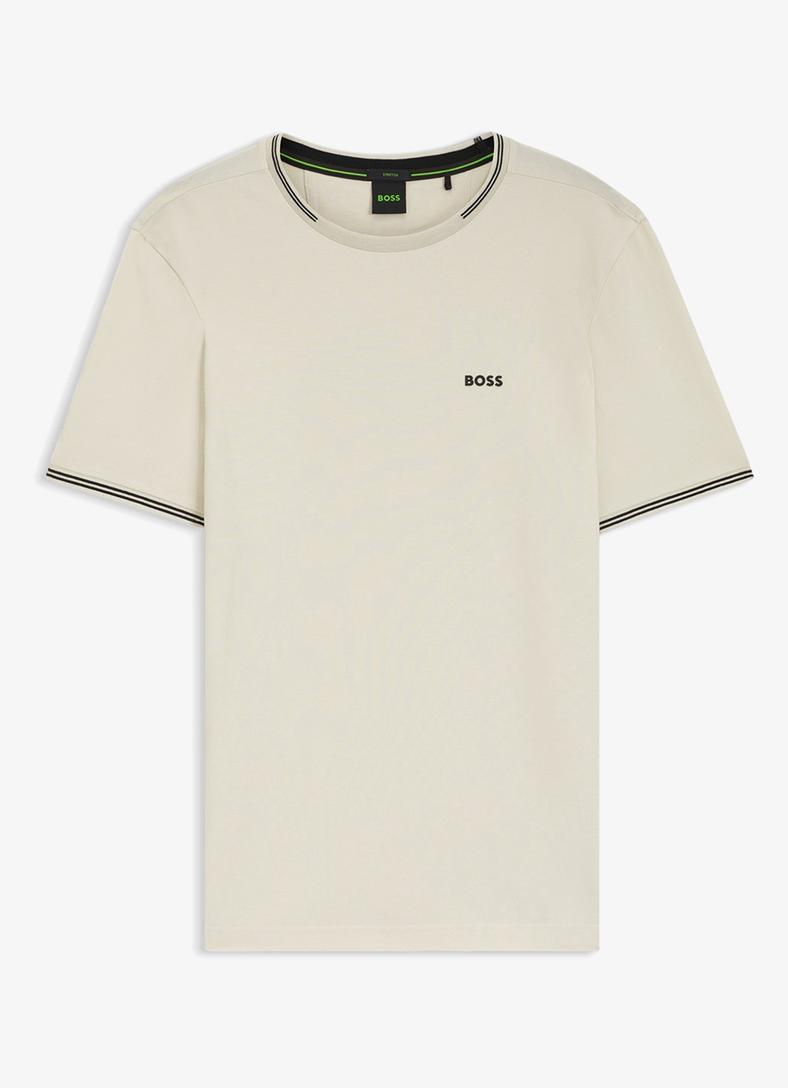BOSS Taul T-shirt met logo en stretch - voorkant 3 parelmoer