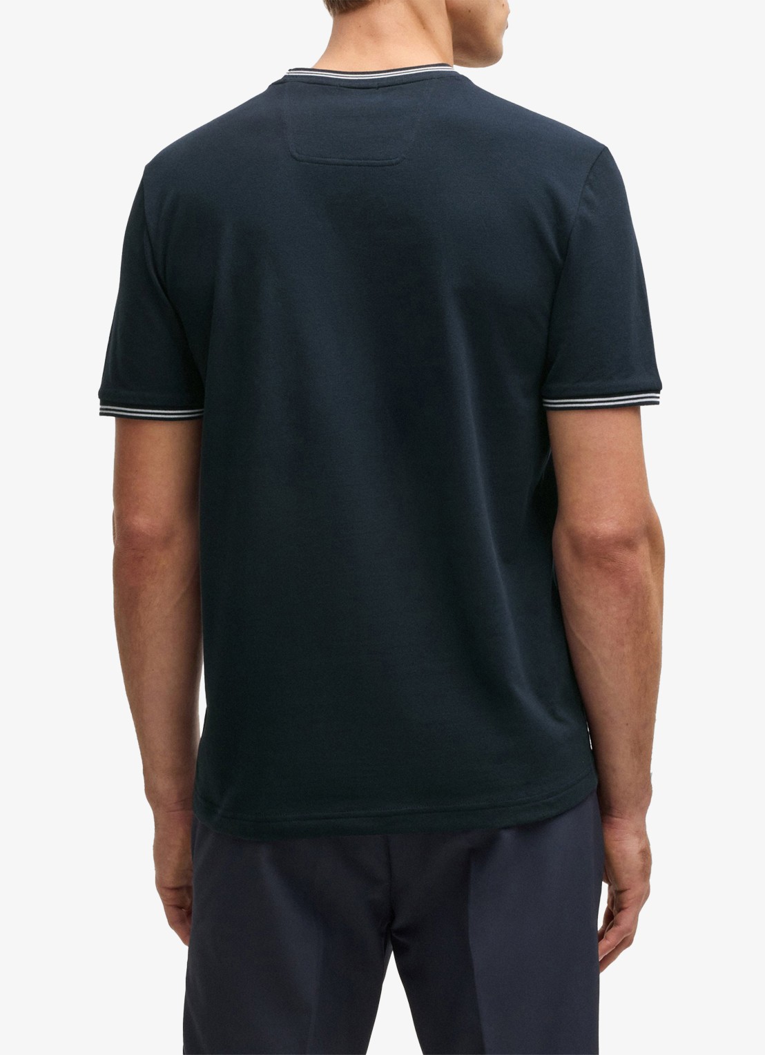 BOSS Taul T-shirt met logo en stretch - achterkant blauw