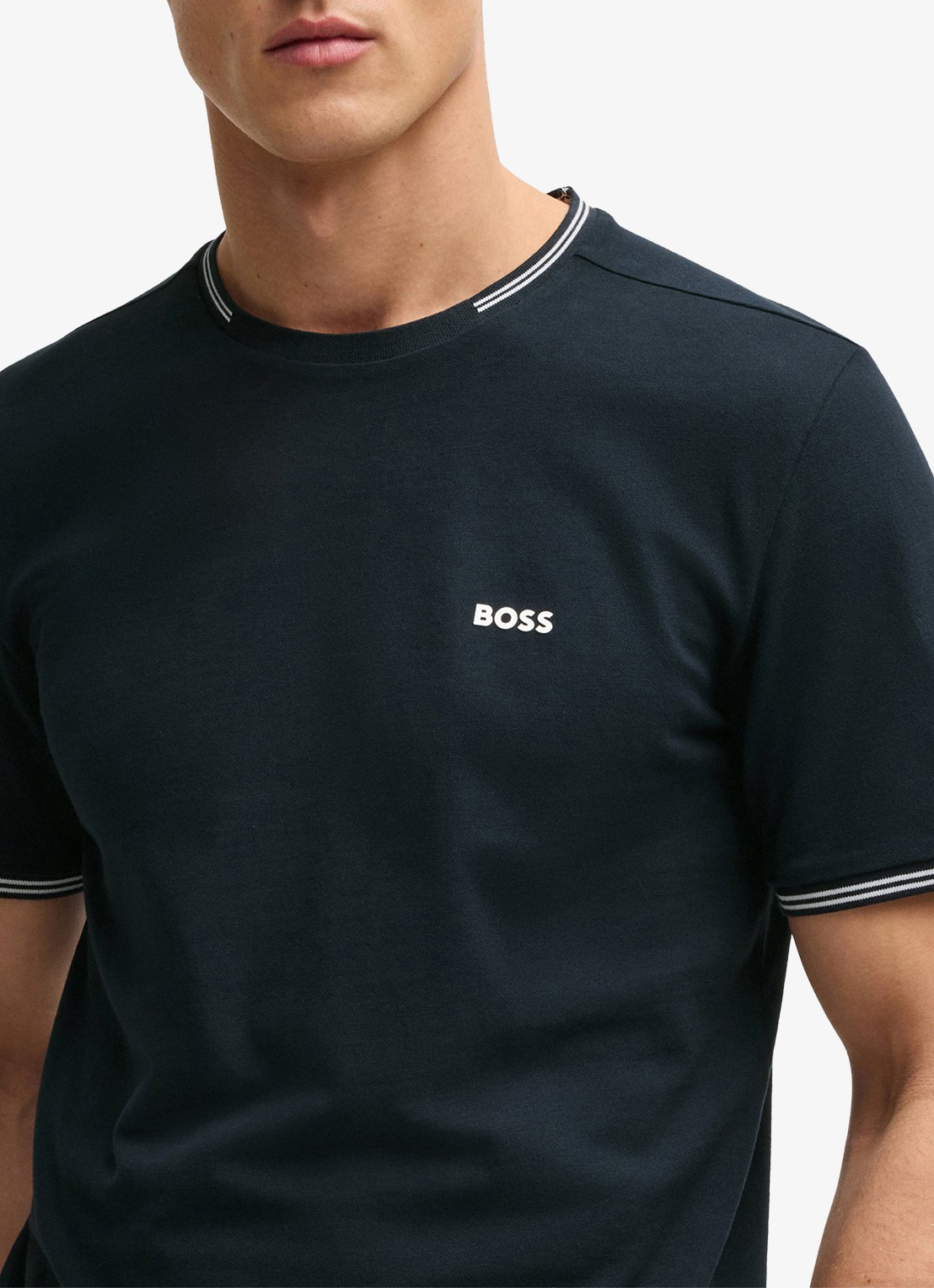 BOSS Taul T-shirt met logo en stretch - detail 5 blauw