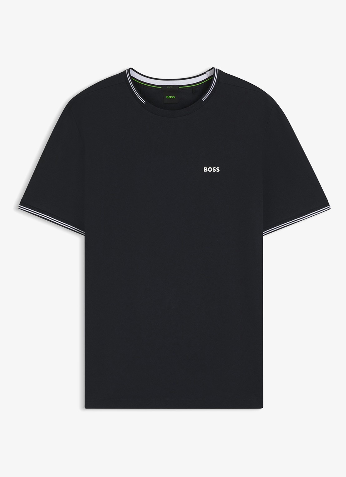 BOSS Taul T-shirt met logo en stretch - voorkant 2 blauw