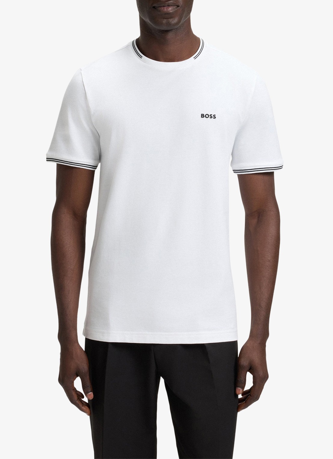 BOSS Taul T-shirt met logo en stretch - detail 5 wit
