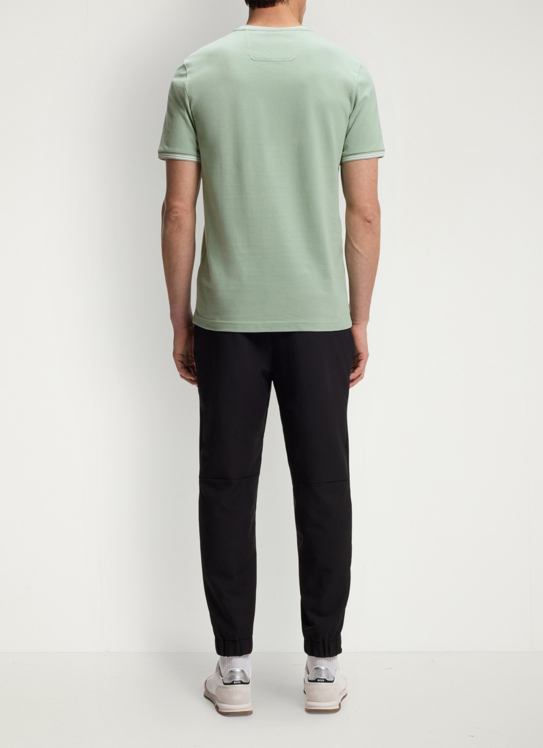 BOSS Taul T-shirt met logo en stretch - achterkant 5 groen