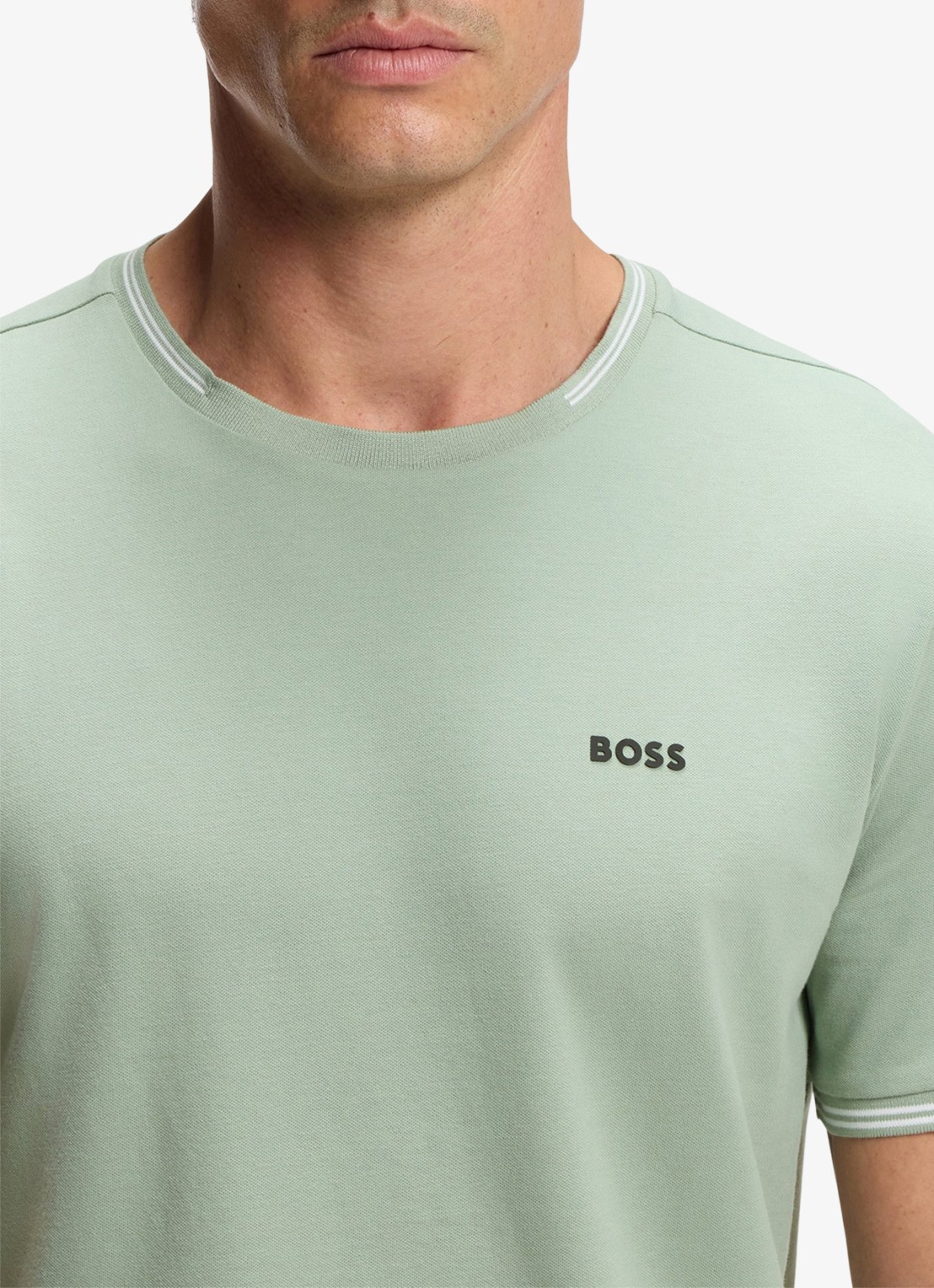 BOSS Taul T-shirt met logo en stretch - detail 2 groen