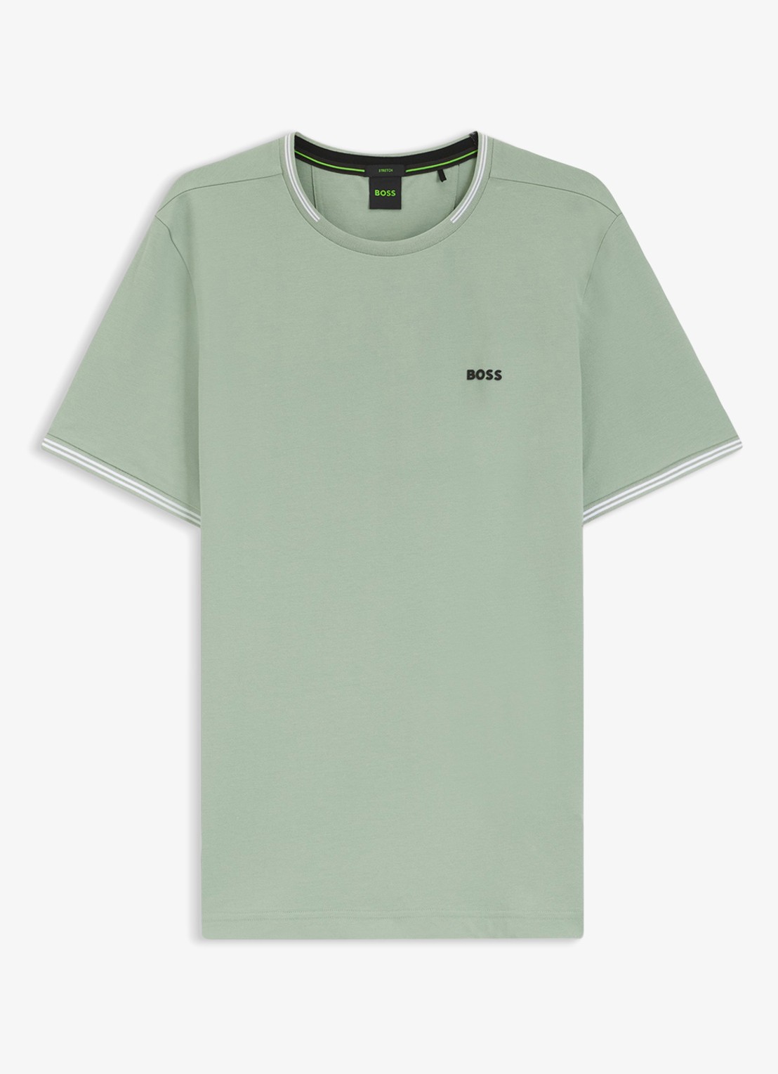 BOSS Taul T-shirt met logo en stretch - voorkant 3 groen