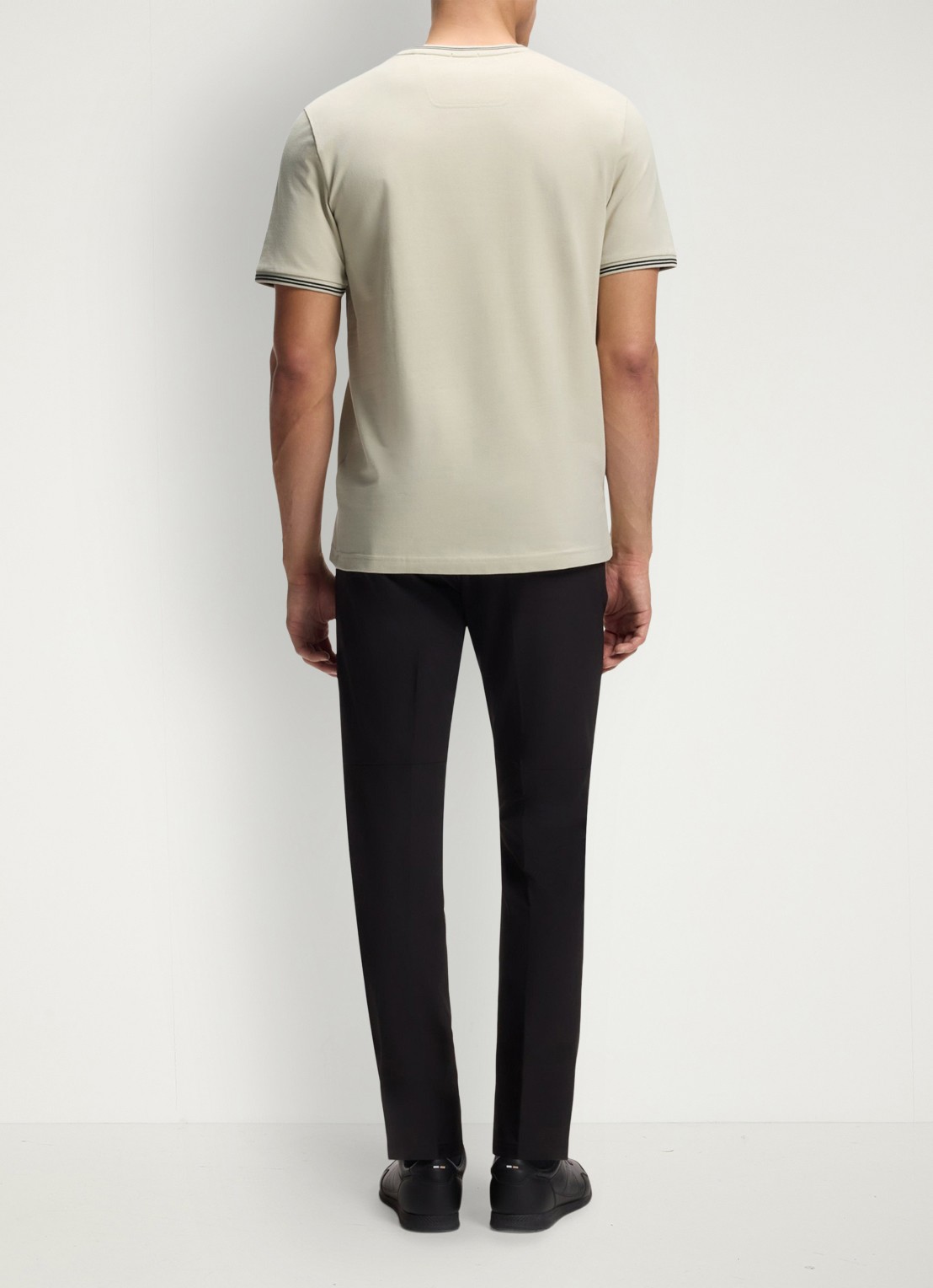 BOSS Taul T-shirt met logo en stretch - achterkant 3 light beige-275