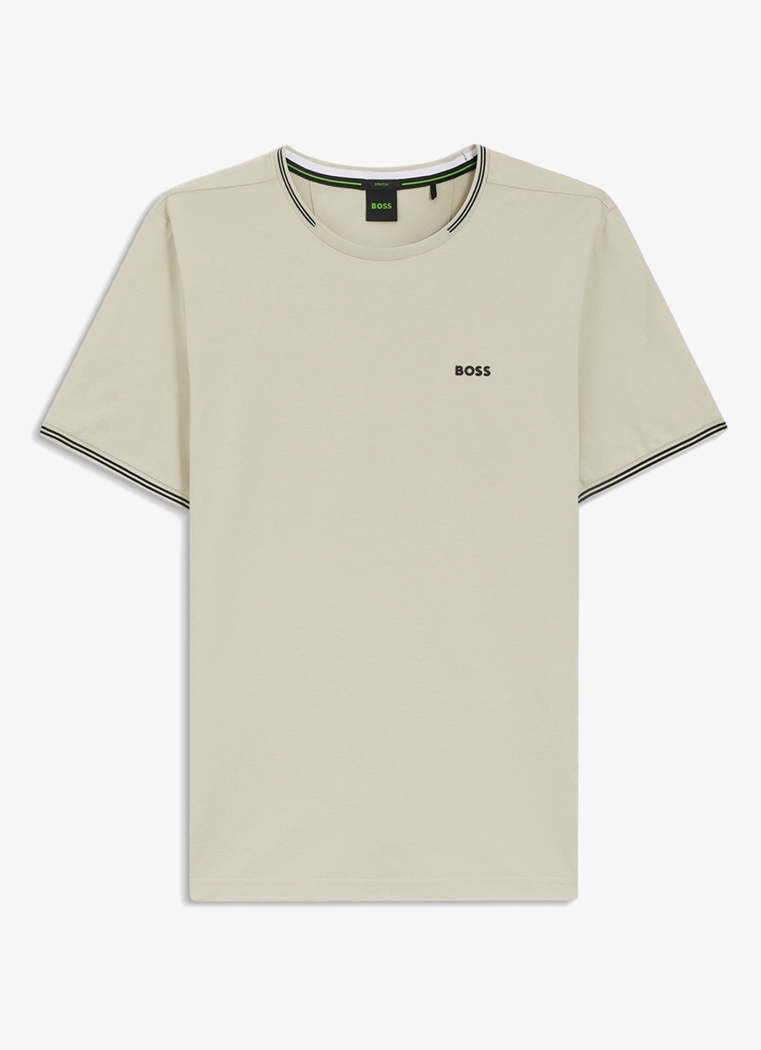 BOSS Taul T-shirt met logo en stretch - voorkant 4 light beige-275