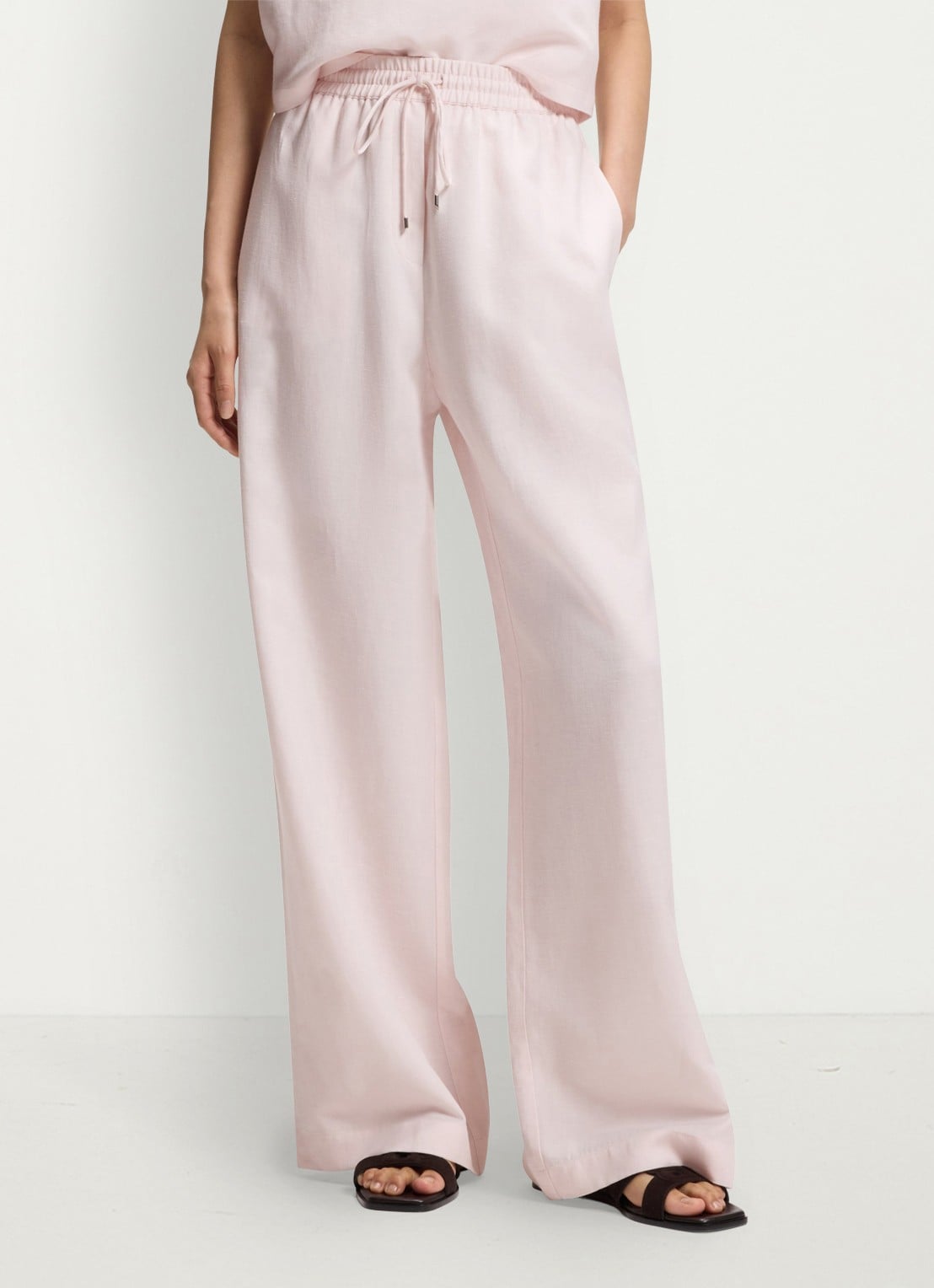 BOSS Tavati2_TI loose fit palazzo broek met steekzakken  - detail 4 light/pastel pink-680 / roze