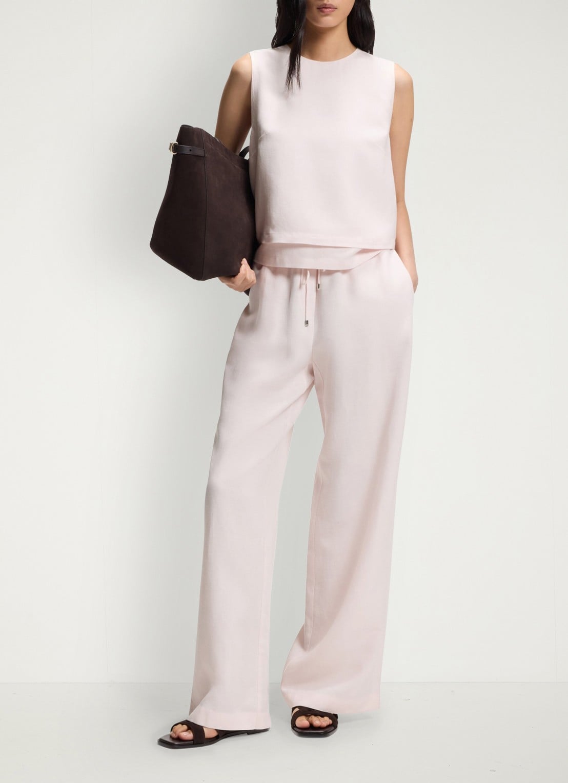 BOSS Tavati2_TI loose fit palazzo broek met steekzakken  - voorkant 3 light/pastel pink-680 / roze