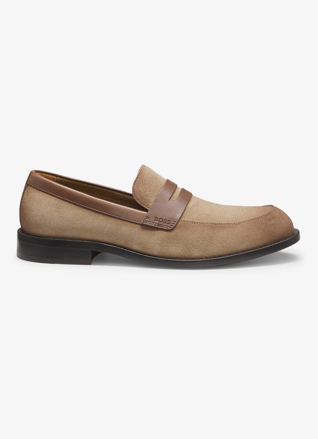 BOSS Tayil-L_Loaf_sdfslt loafers van suède - voorkant medium beige-265 / beige