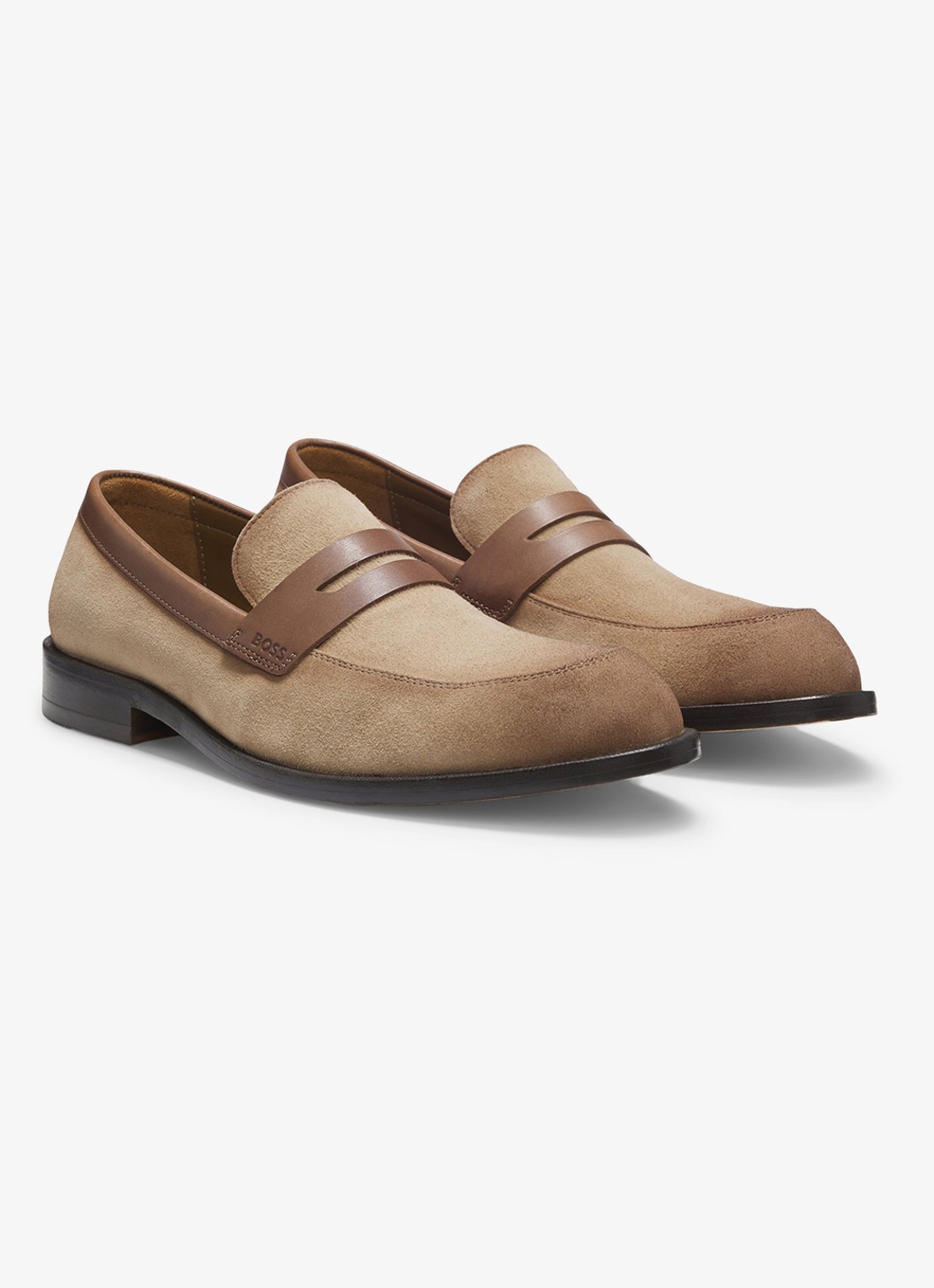 BOSS Tayil-L_Loaf_sdfslt loafers van suède - voorkant 2 medium beige-265 / beige