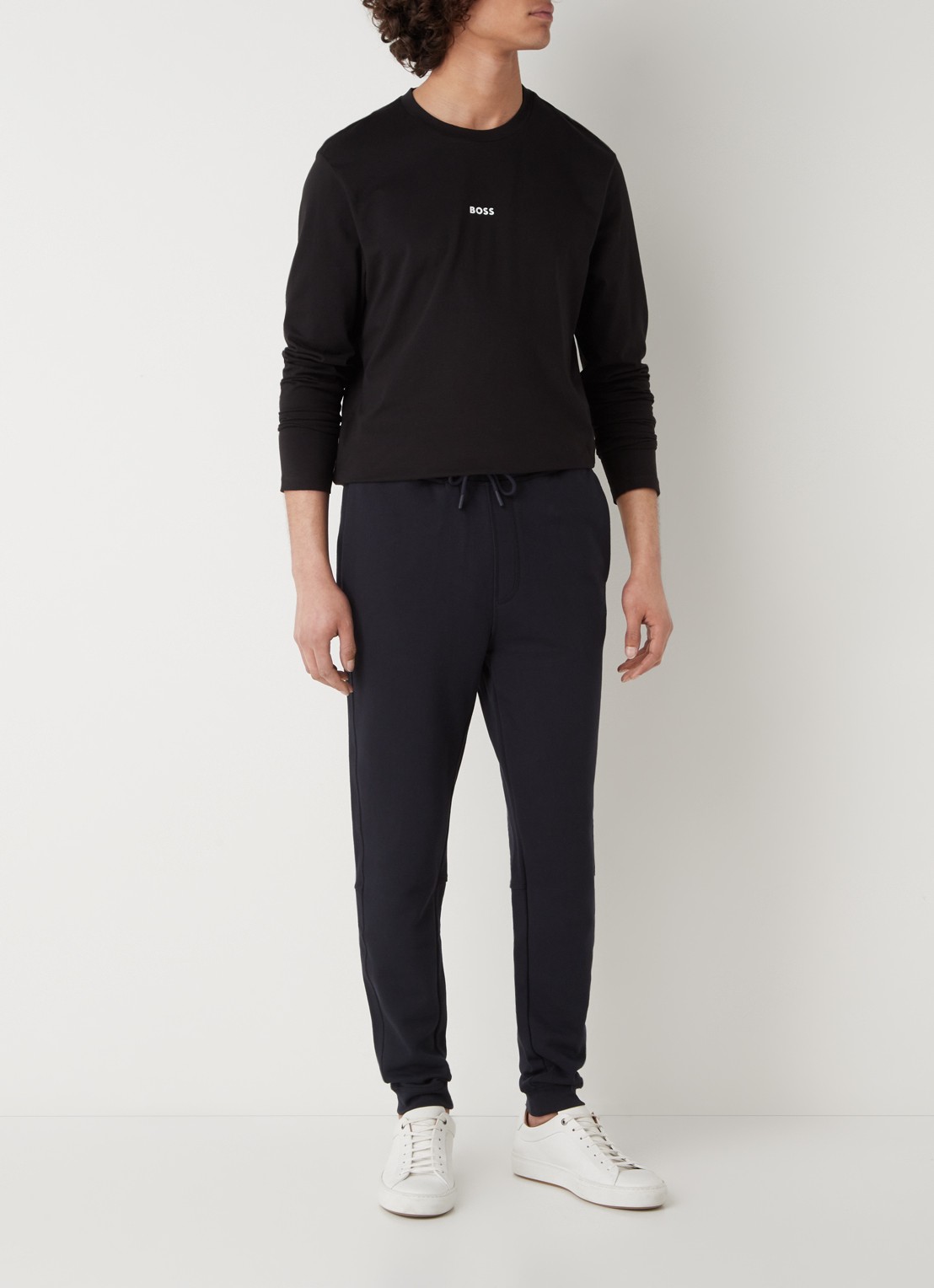 BOSS Tchark longsleeve met logoprint  - voorkant 3 zwart