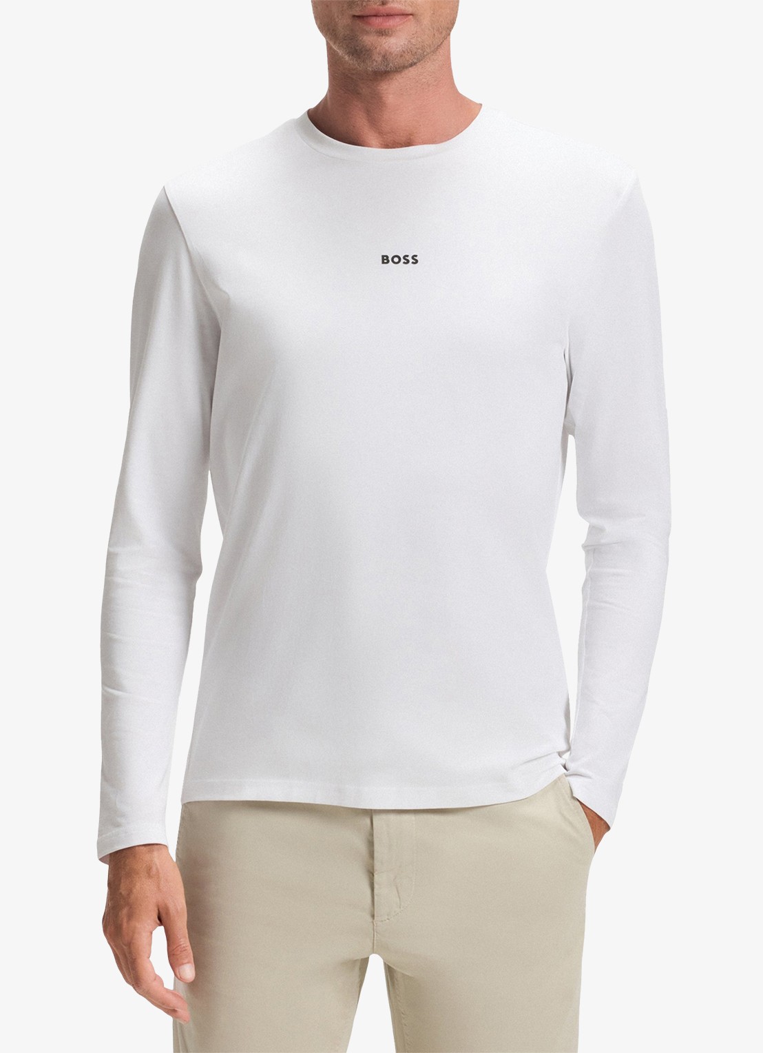 BOSS Tchark longsleeve met logoprint  - detail 2 white-100 / wit