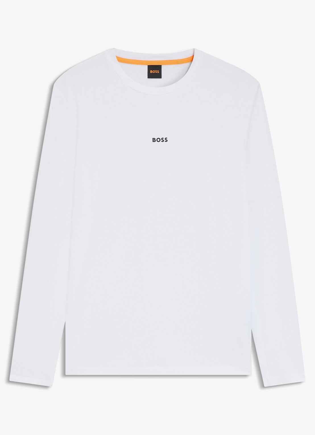 BOSS Tchark longsleeve met logoprint  - voorkant 4 white-100 / wit