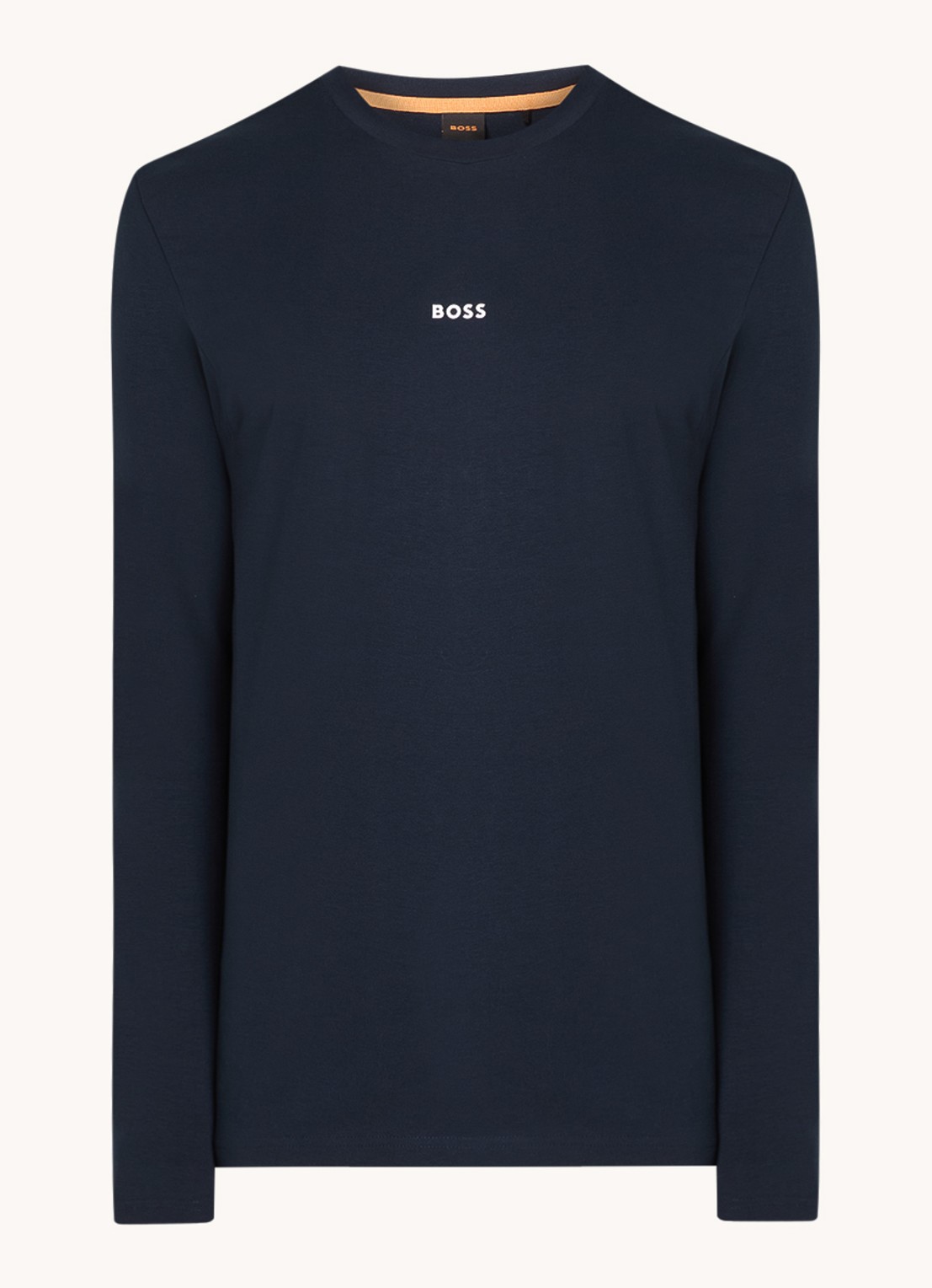 BOSS Tchark longsleeve met logoprint  - voorkant donkerblauw