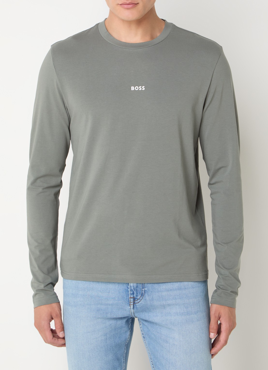 BOSS Tchark longsleeve met logoprint  - detail 3 lichtgrijs