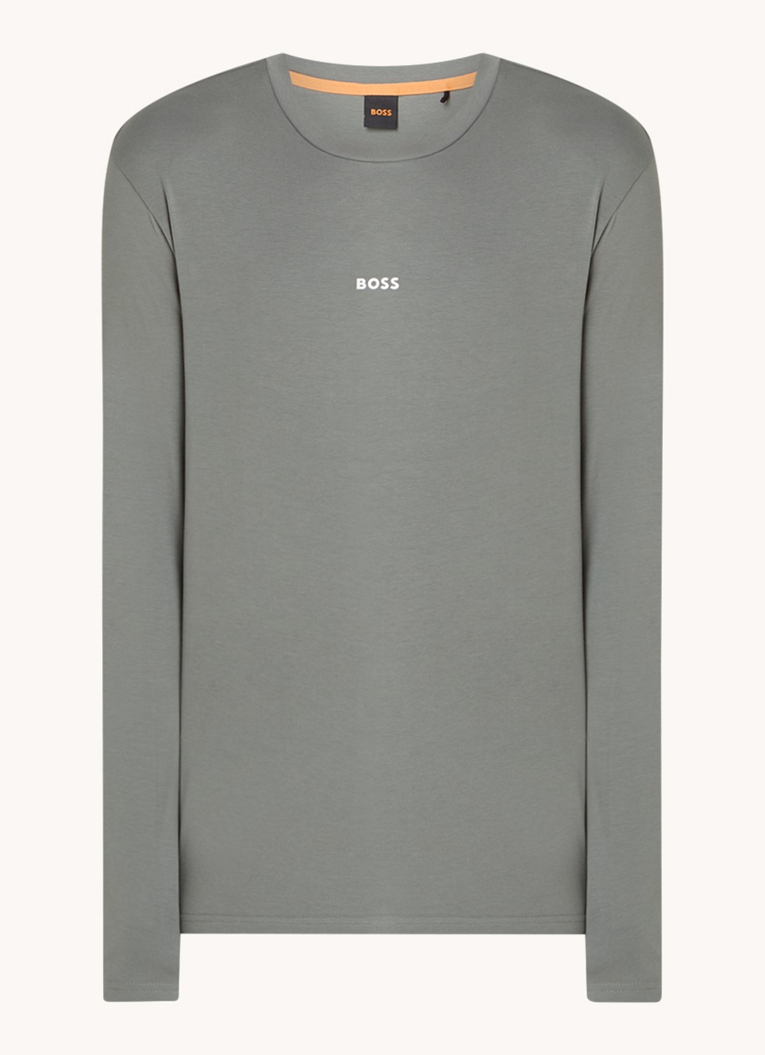 BOSS Tchark longsleeve met logoprint  - voorkant lichtgrijs