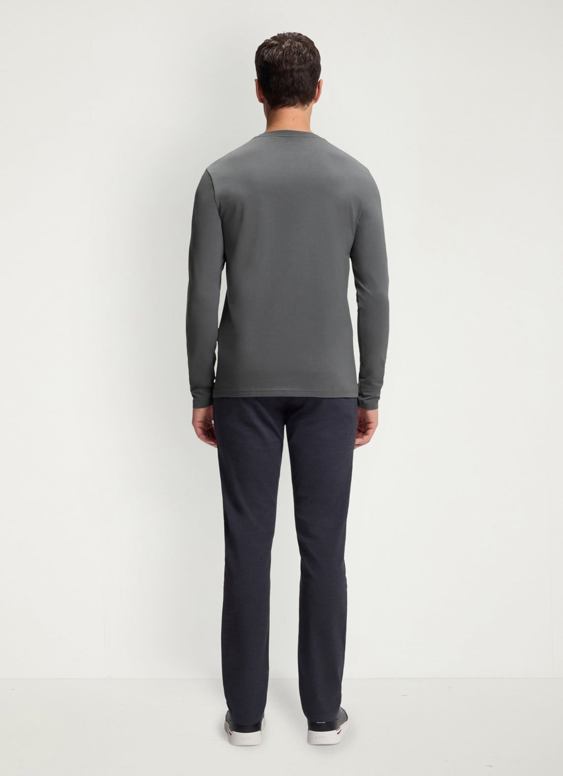 BOSS Tchark longsleeve met logoprint  - achterkant middengrijs