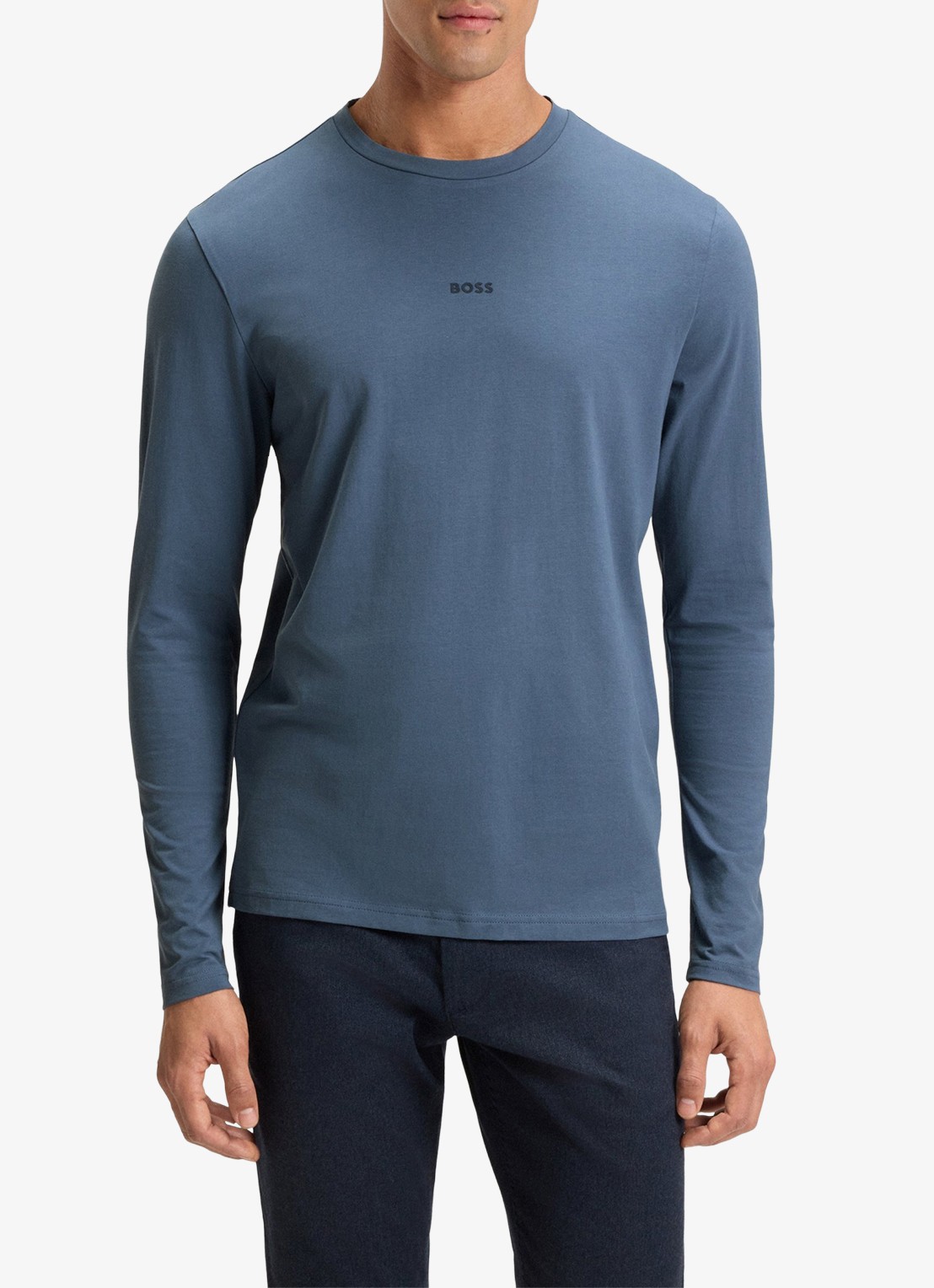 BOSS Tchark longsleeve met logoprint  - detail 3 middenblauw