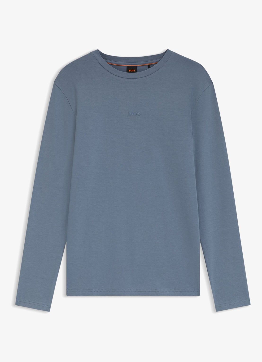BOSS Tchark longsleeve met logoprint  - voorkant 3 medium blue-424 / blauw